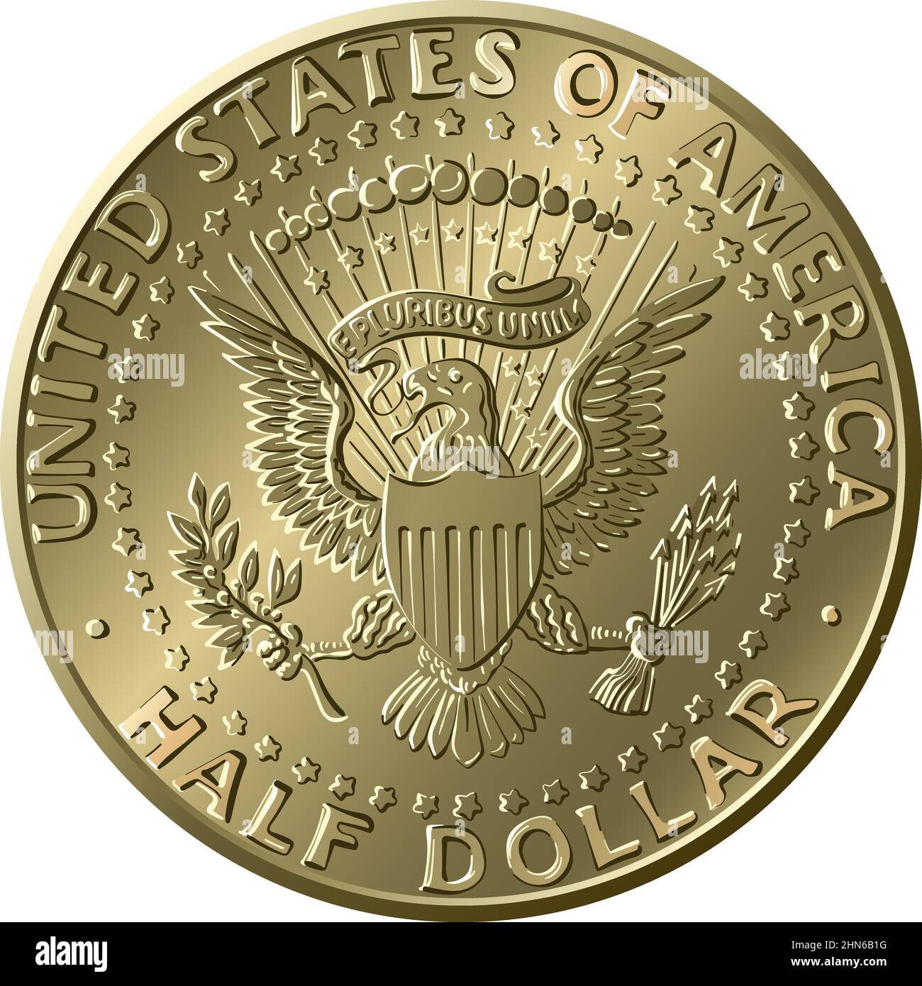 United States coin Half dollar with Presidential Seal on reverse Stock Vector