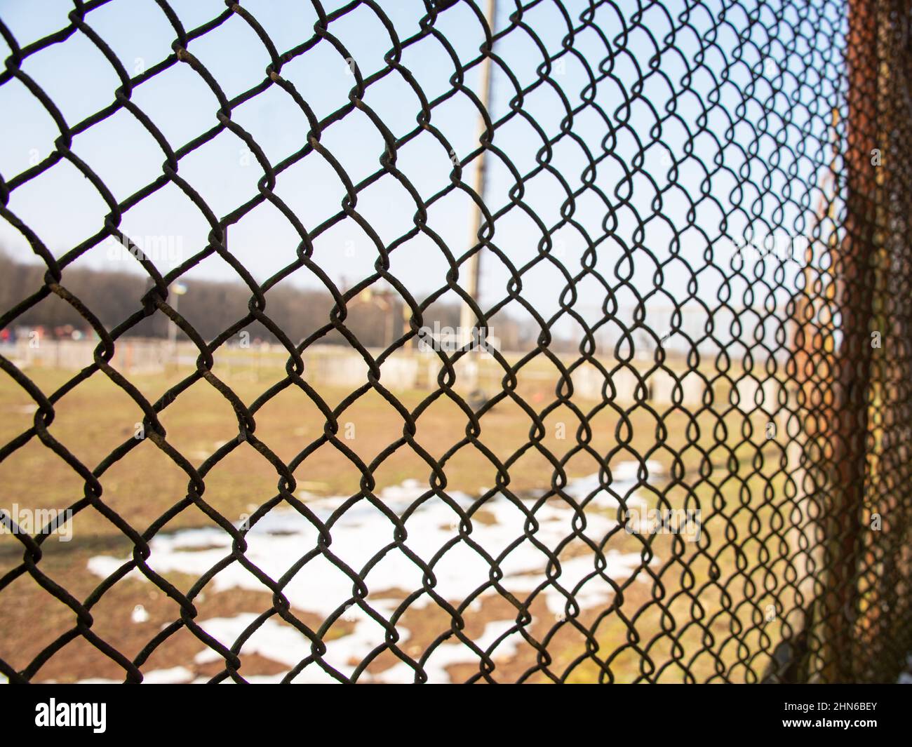 Metal mesh rabitz on nature outdoor industrial protection Stock Photo ...