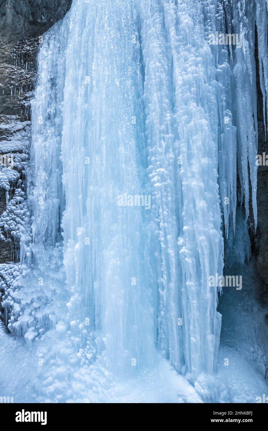 Detail of icefall in a winter landscape. Stock Photo