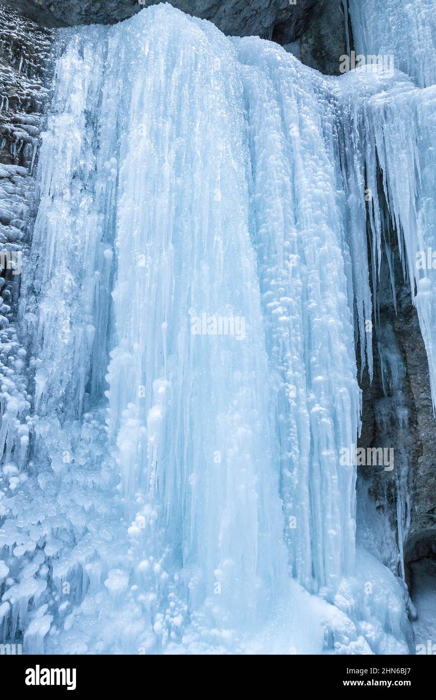 Detail of icefall in a winter landscape. Stock Photo