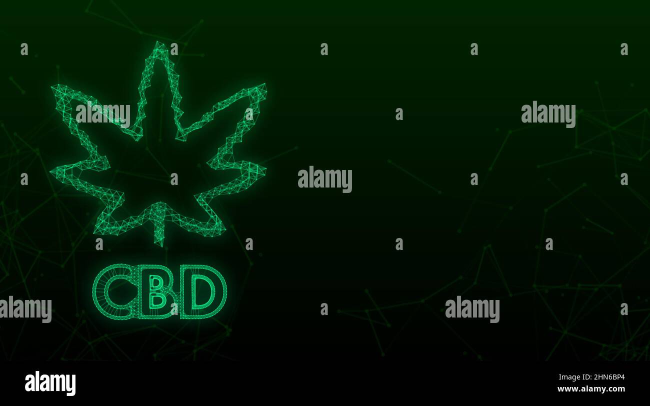 Creative cannabis leaf vector Plexus icon. Template for CBD Cannabidiol. Vector illustration Stock Vector