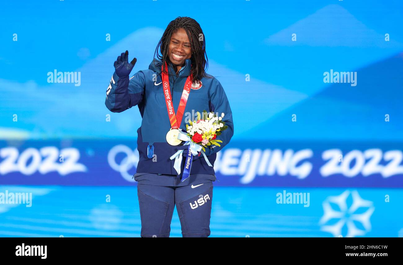 Beijing, China. 14th Feb, 2022. Gold medalist Erin Jackson of the