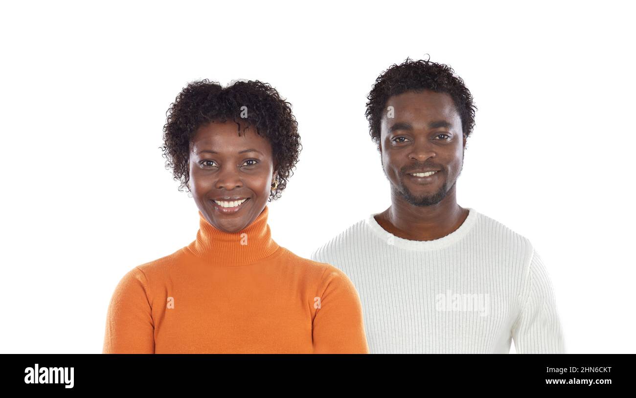 Cute African couple isolated on a white background Stock Photo - Alamy