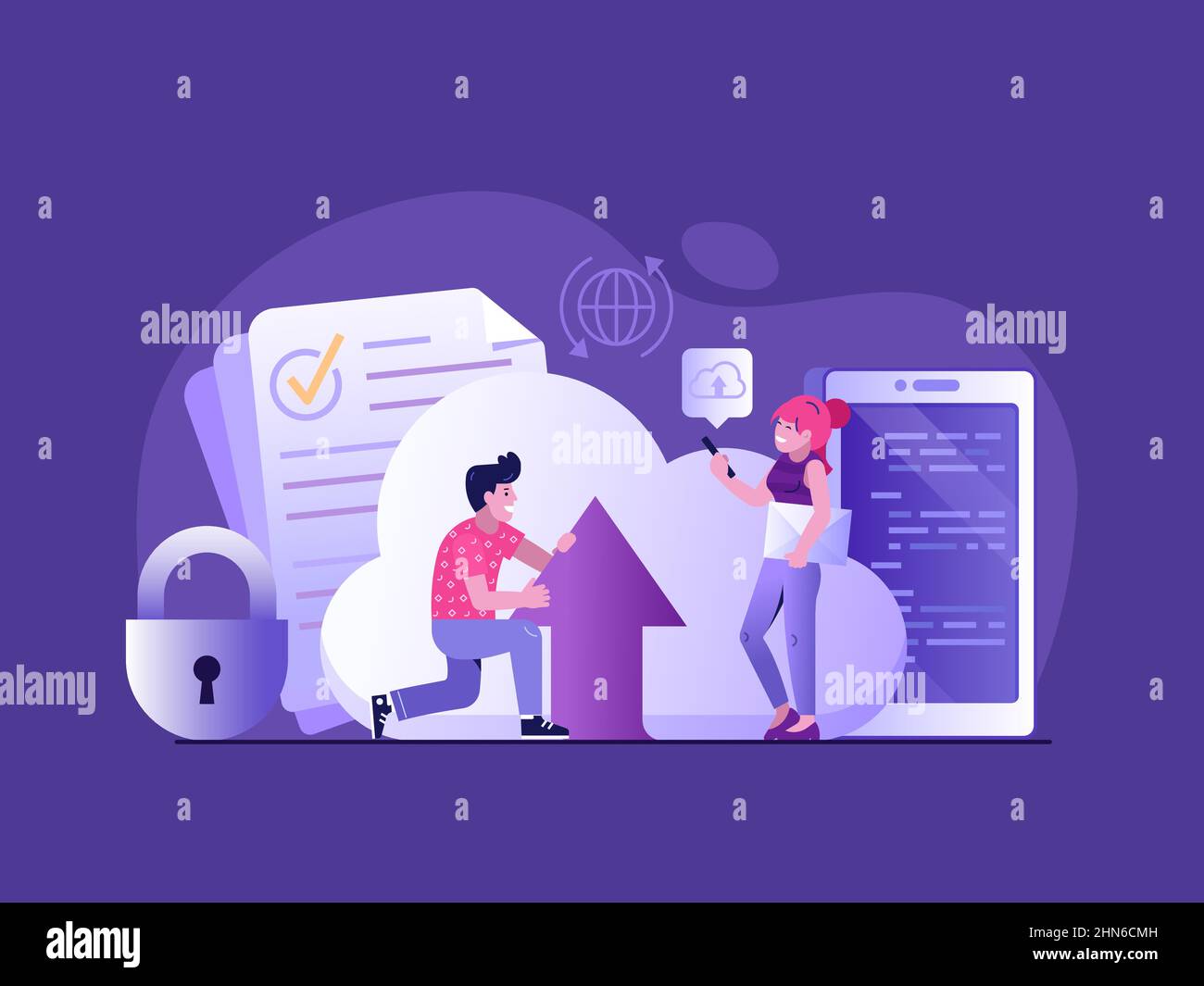 Cloud Computing Services and Online Data Storage Stock Vector