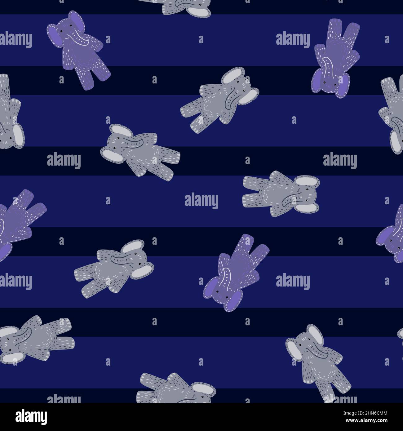 Cute elephant toy seamless pattern. Funny child playthings in doodle ...