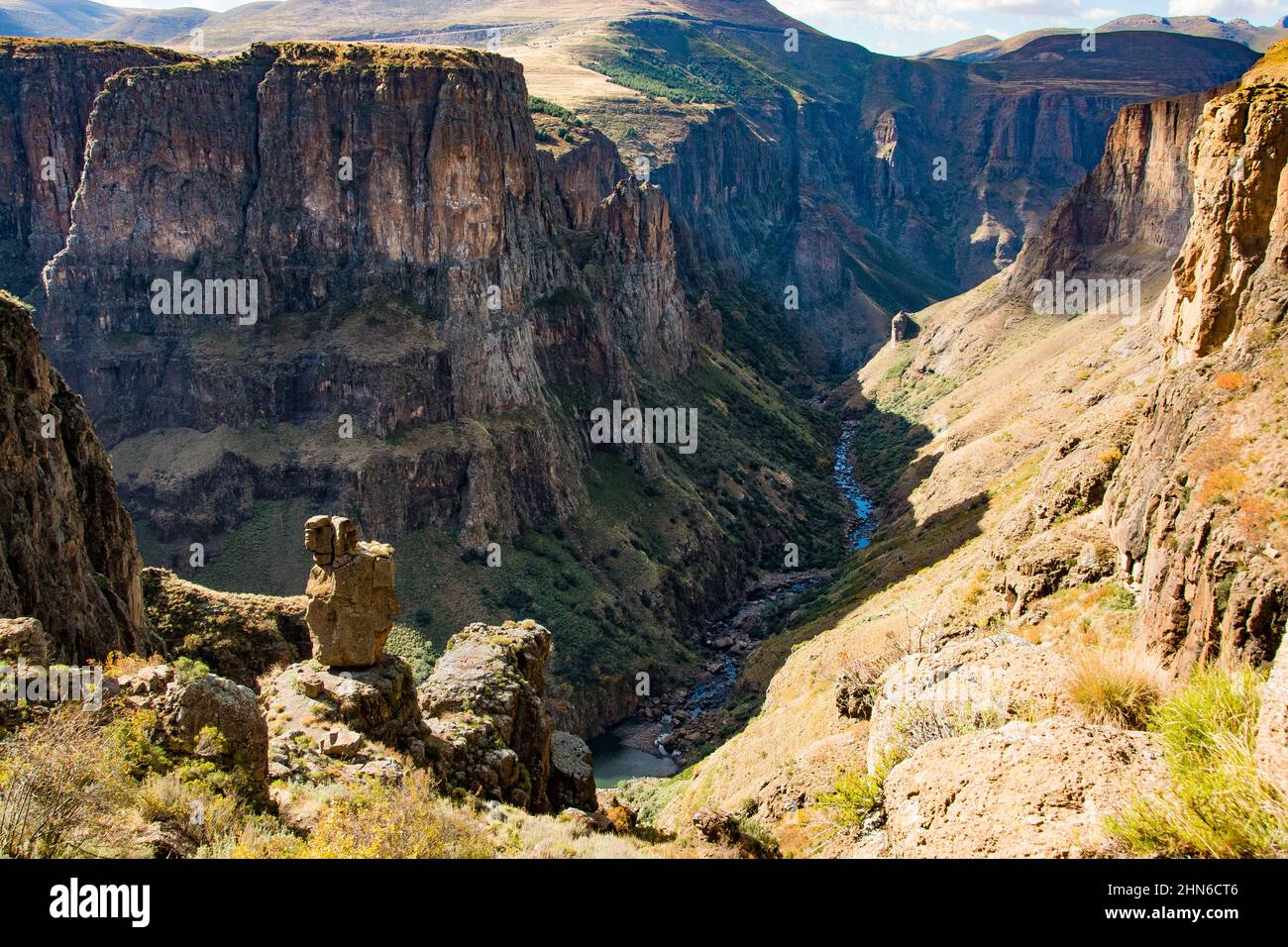 Travel to Lesotho. A view of the Maletsunyane River Canyon in the Semonkong region Stock Photo