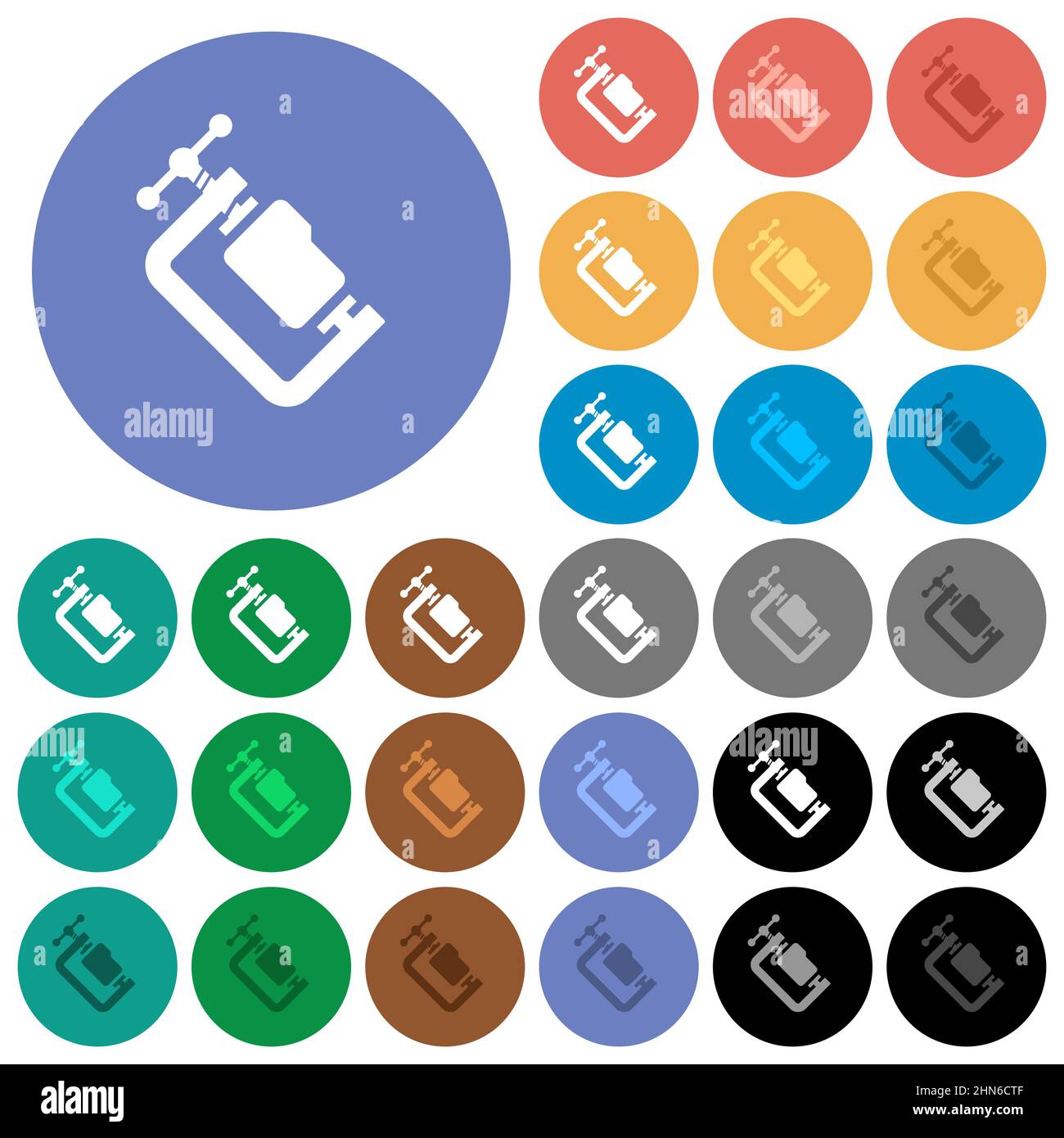 Folder compression solid multi colored flat icons on round backgrounds. Included white, light and dark icon variations for hover and active status eff Stock Vector
