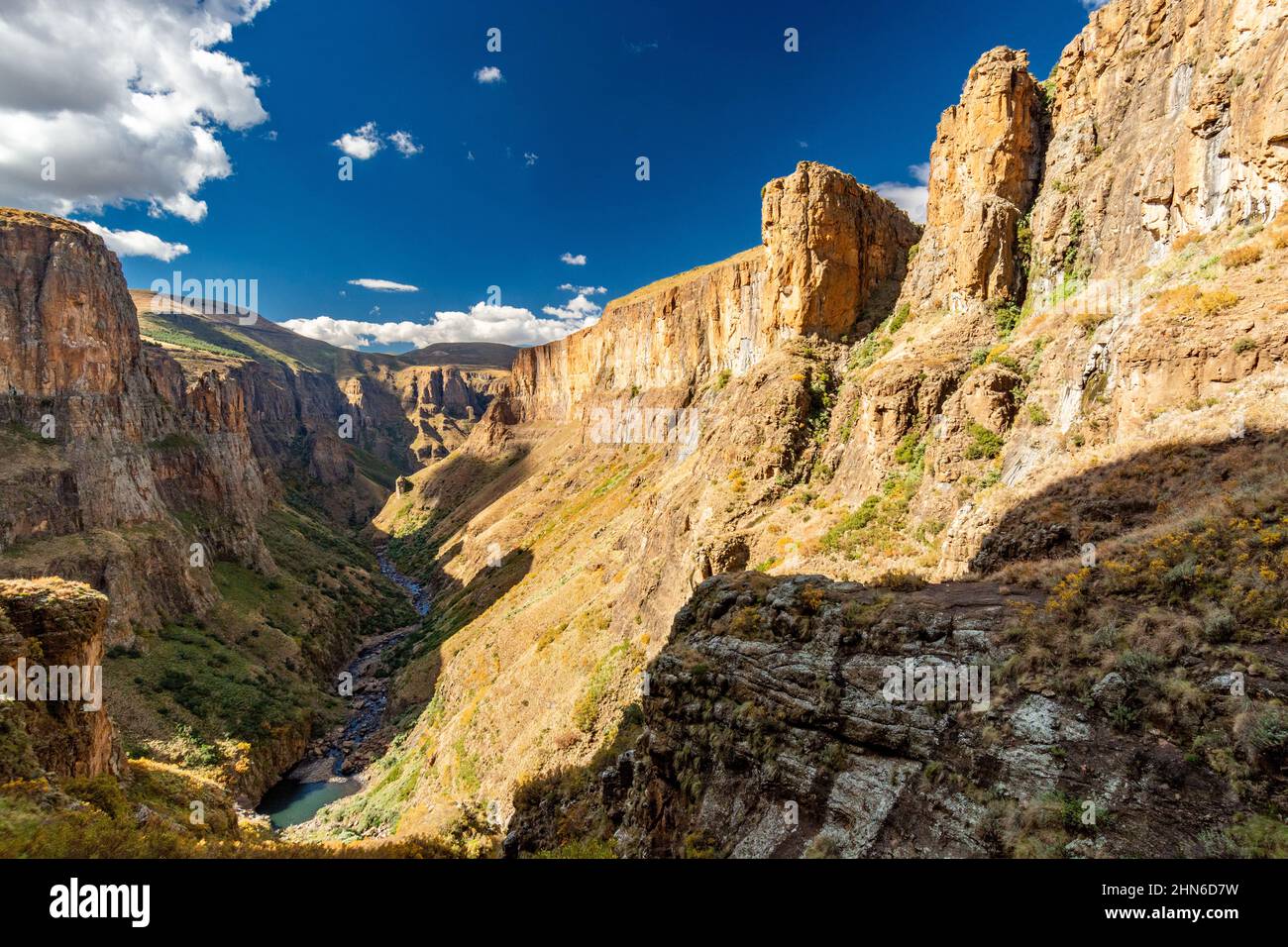 Travel to Lesotho. A view of the Maletsunyane River Canyon in the Semonkong region Stock Photo