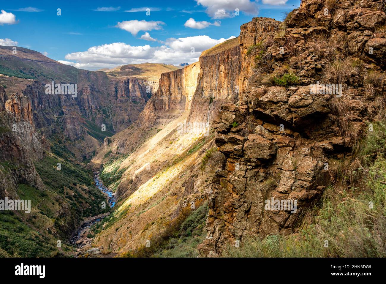 Travel to Lesotho. A view of the Maletsunyane River Canyon in the Semonkong region Stock Photo