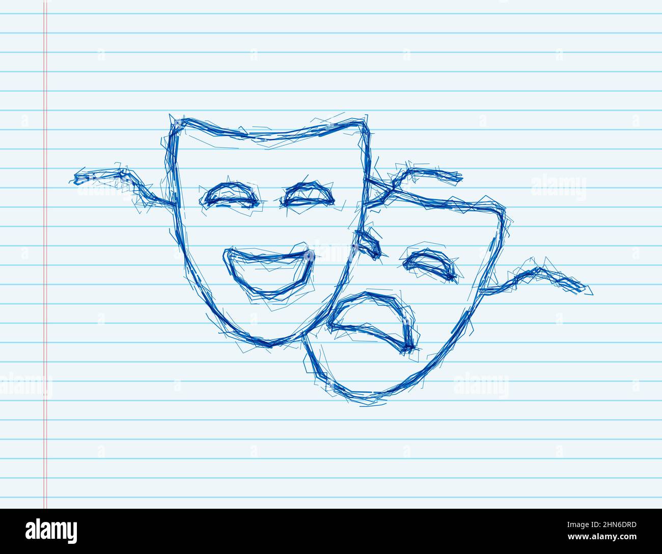 Comedy and tragedy theatrical masks. sketch style. Vector illustration Stock Vector