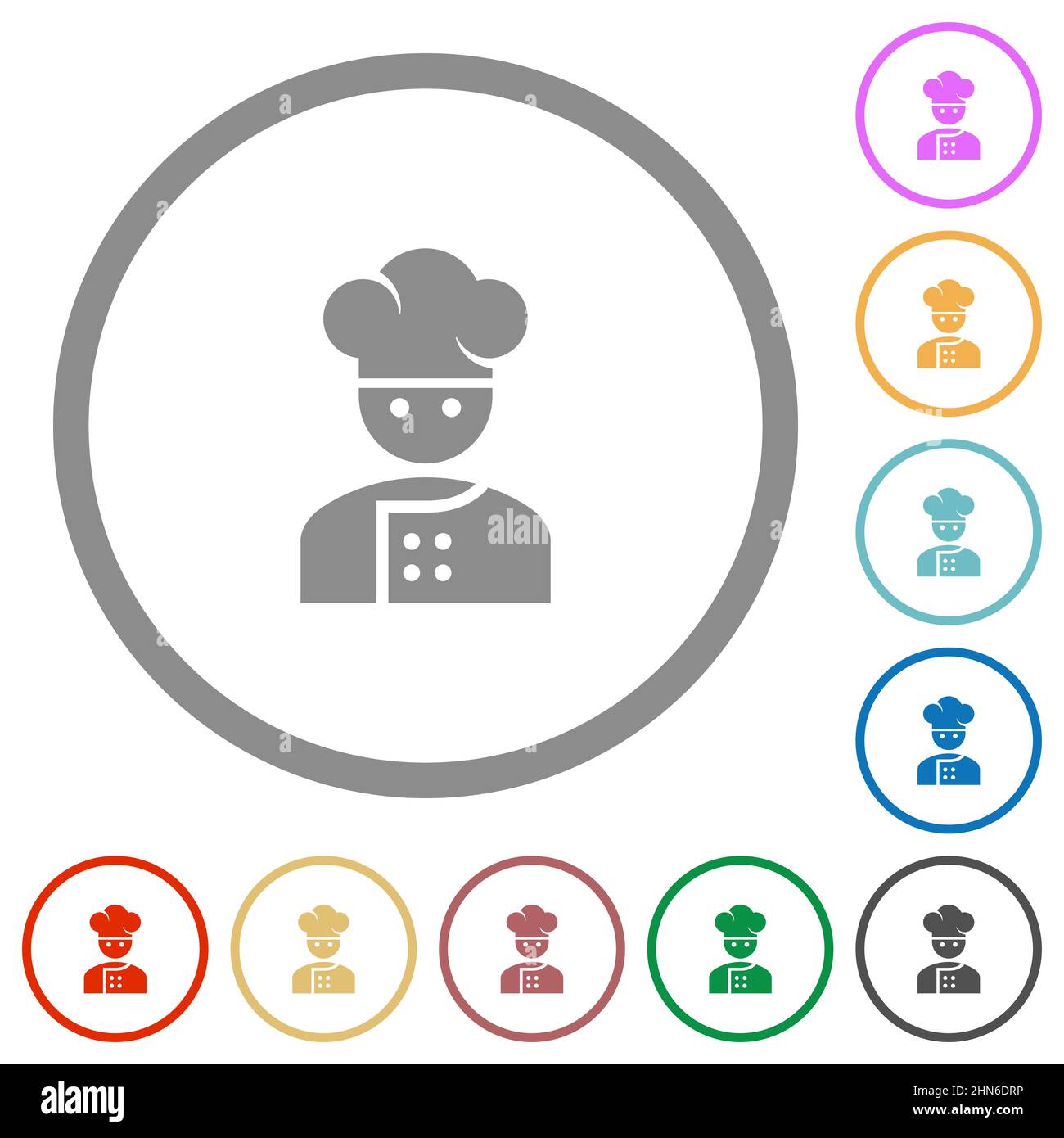 Chef flat color icons in round outlines on white background Stock ...