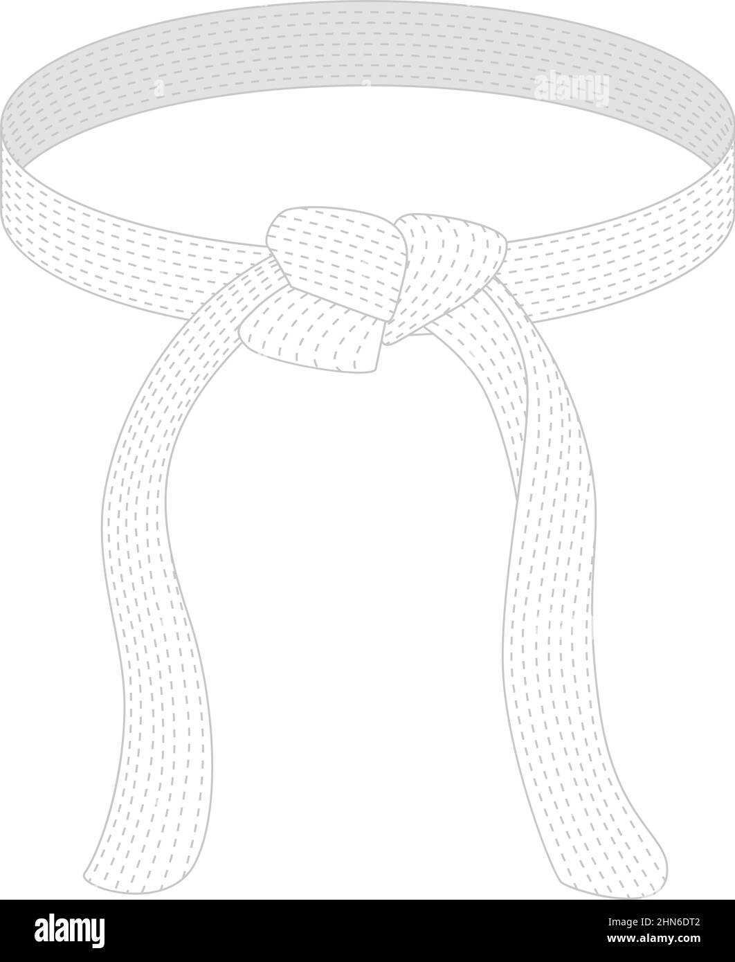 Karate belt white color isolated on white background. Design icon of Japanese martial art in