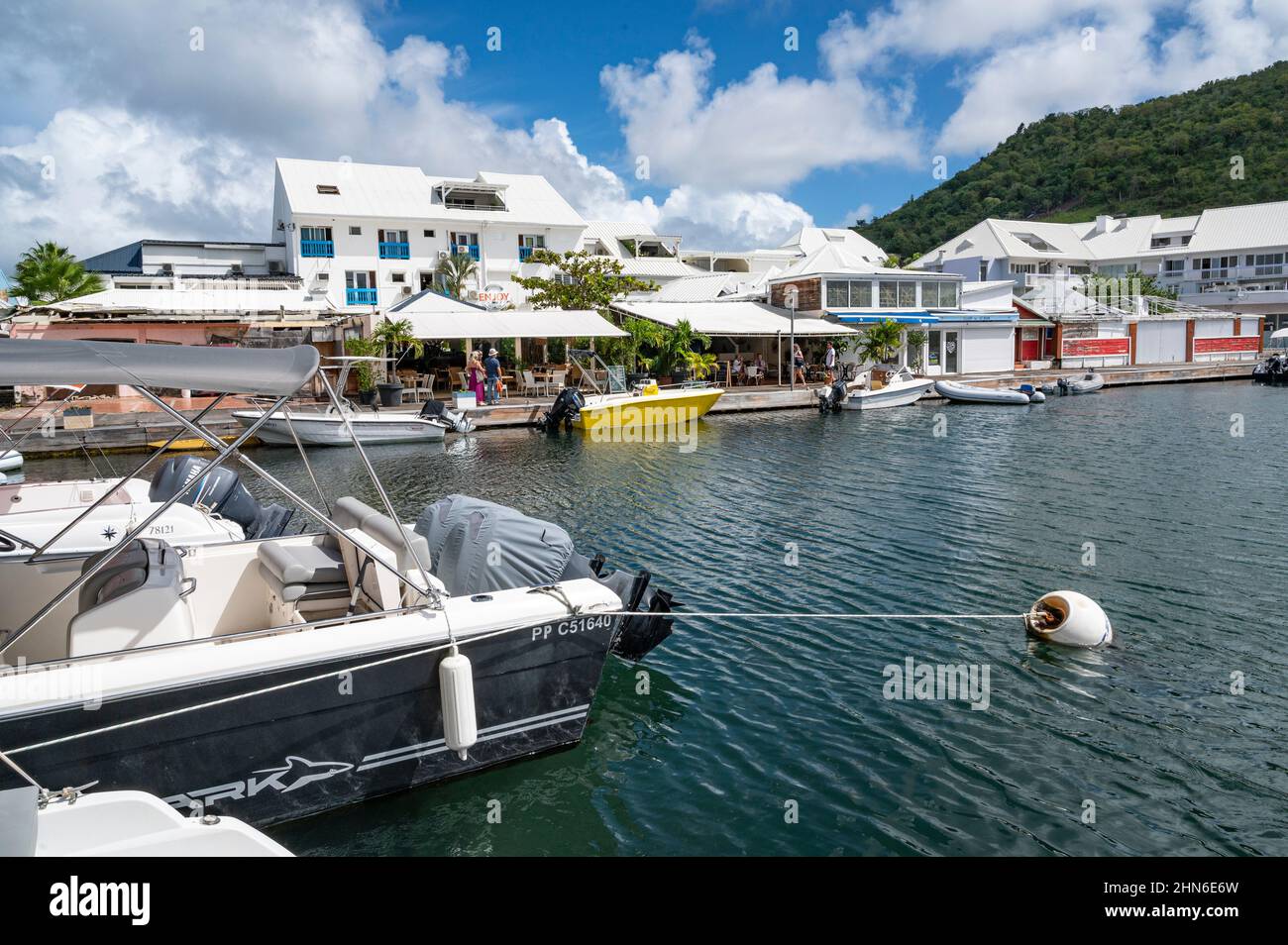 The marina Port Royal of Marigot, capital of the French part of Saint-Martin / Sint Maarten Stock Photo