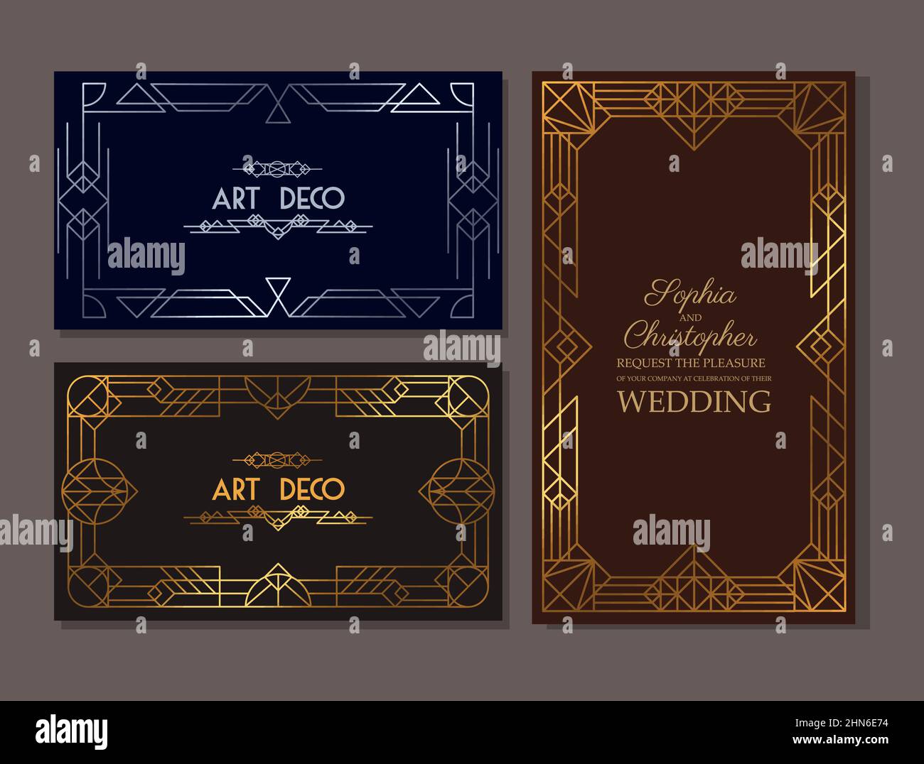 three art deco frames Stock Vector