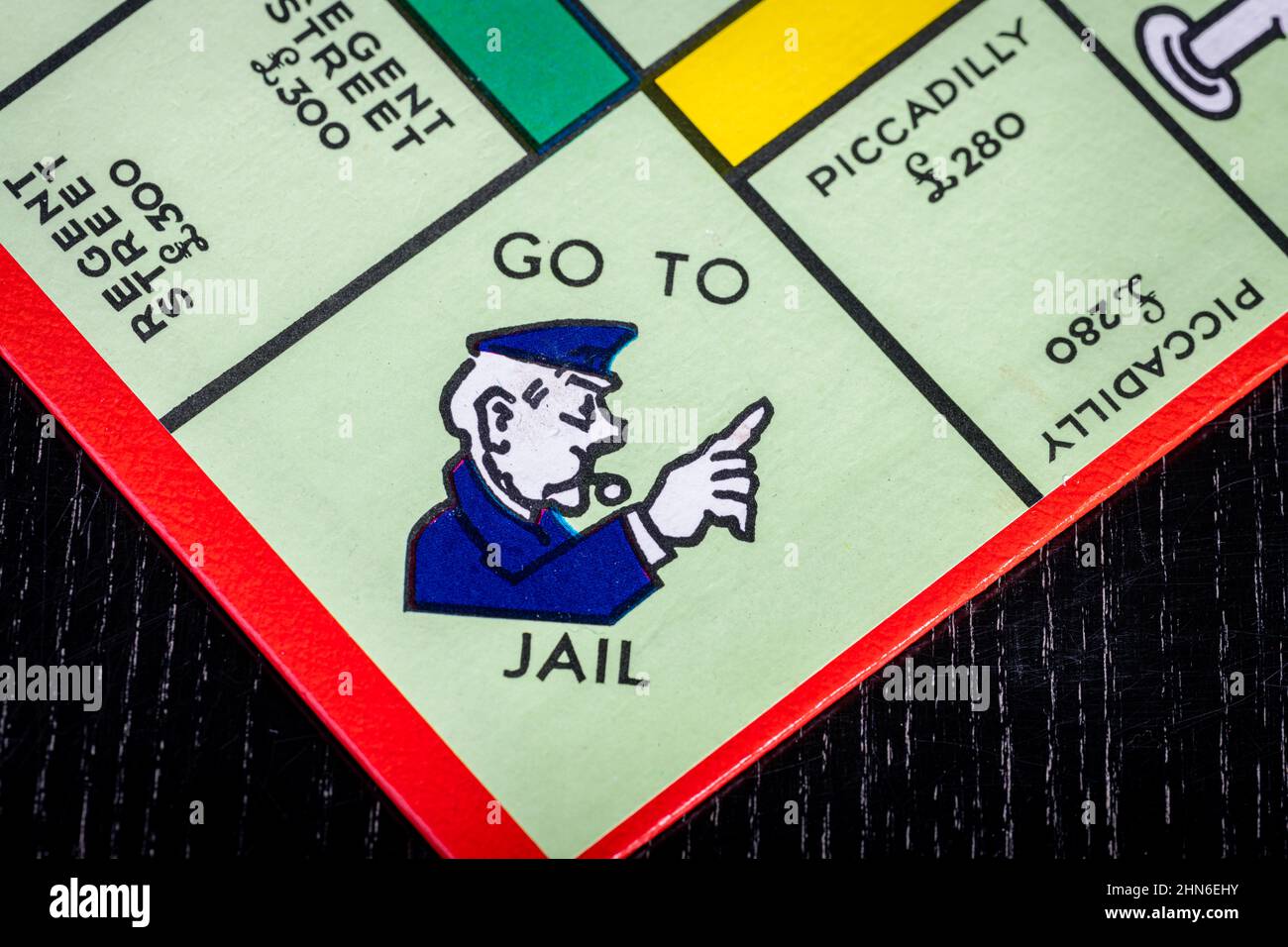 The Go To Jail square on a UK Monopoly Board Stock Photo Alamy
