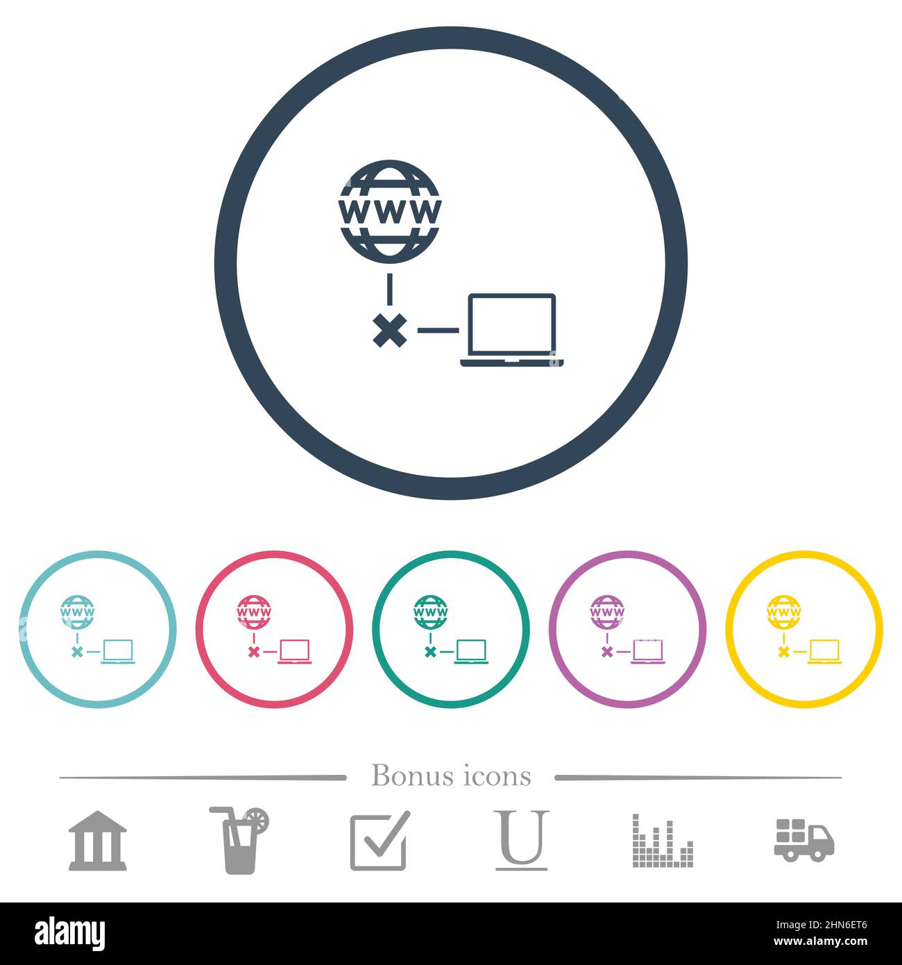Offline laptop flat color icons in round outlines. 6 bonus icons ...