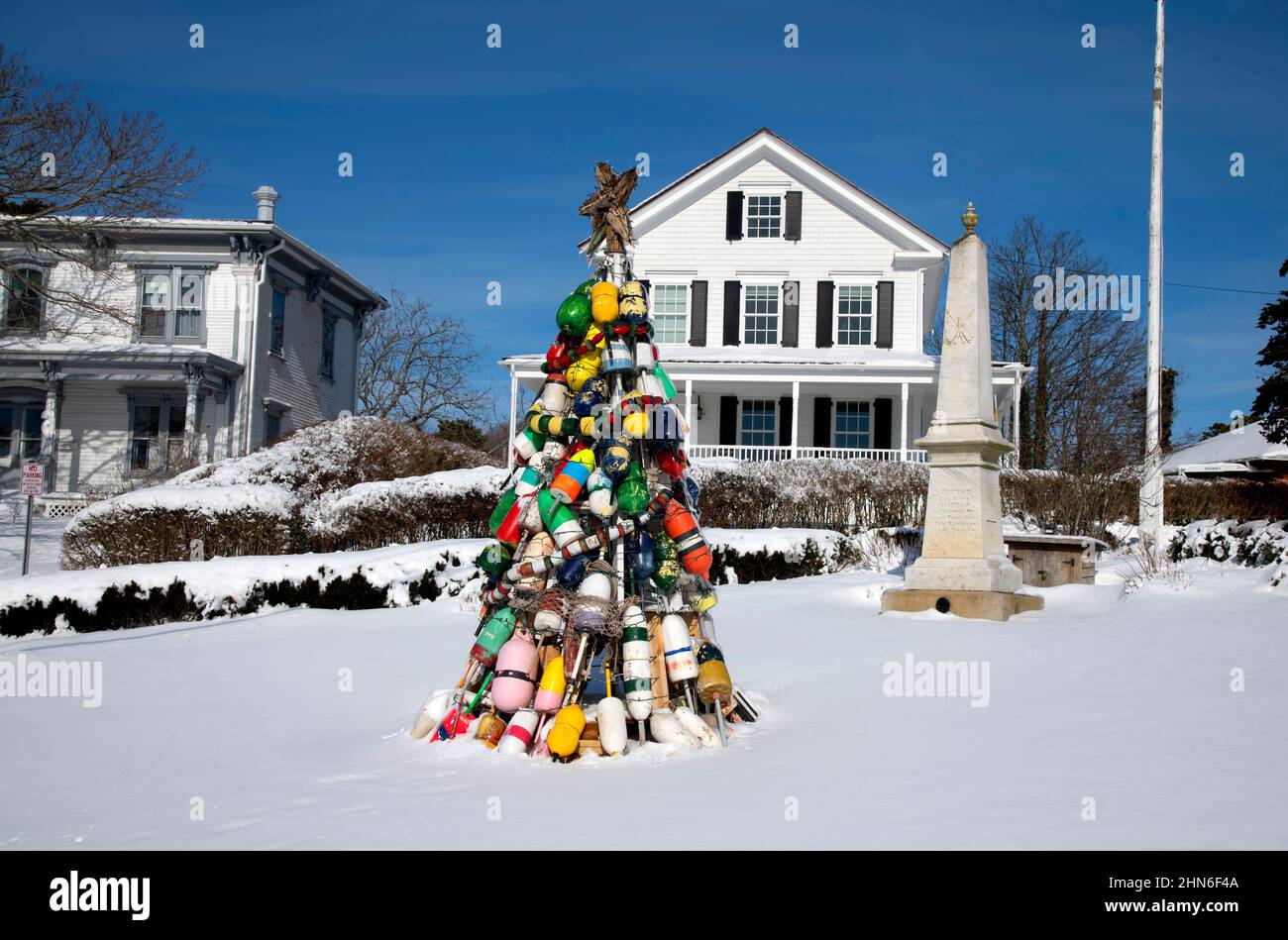 A Christmas Tree made out of lobster buoys in Chatham, Massachusetts
