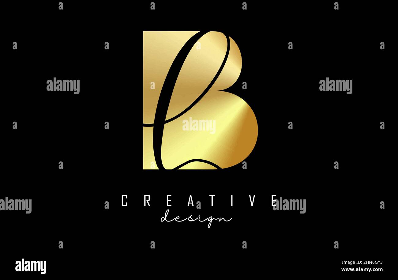 Golden letters Bl Logo with a minimalist design and negative space ...