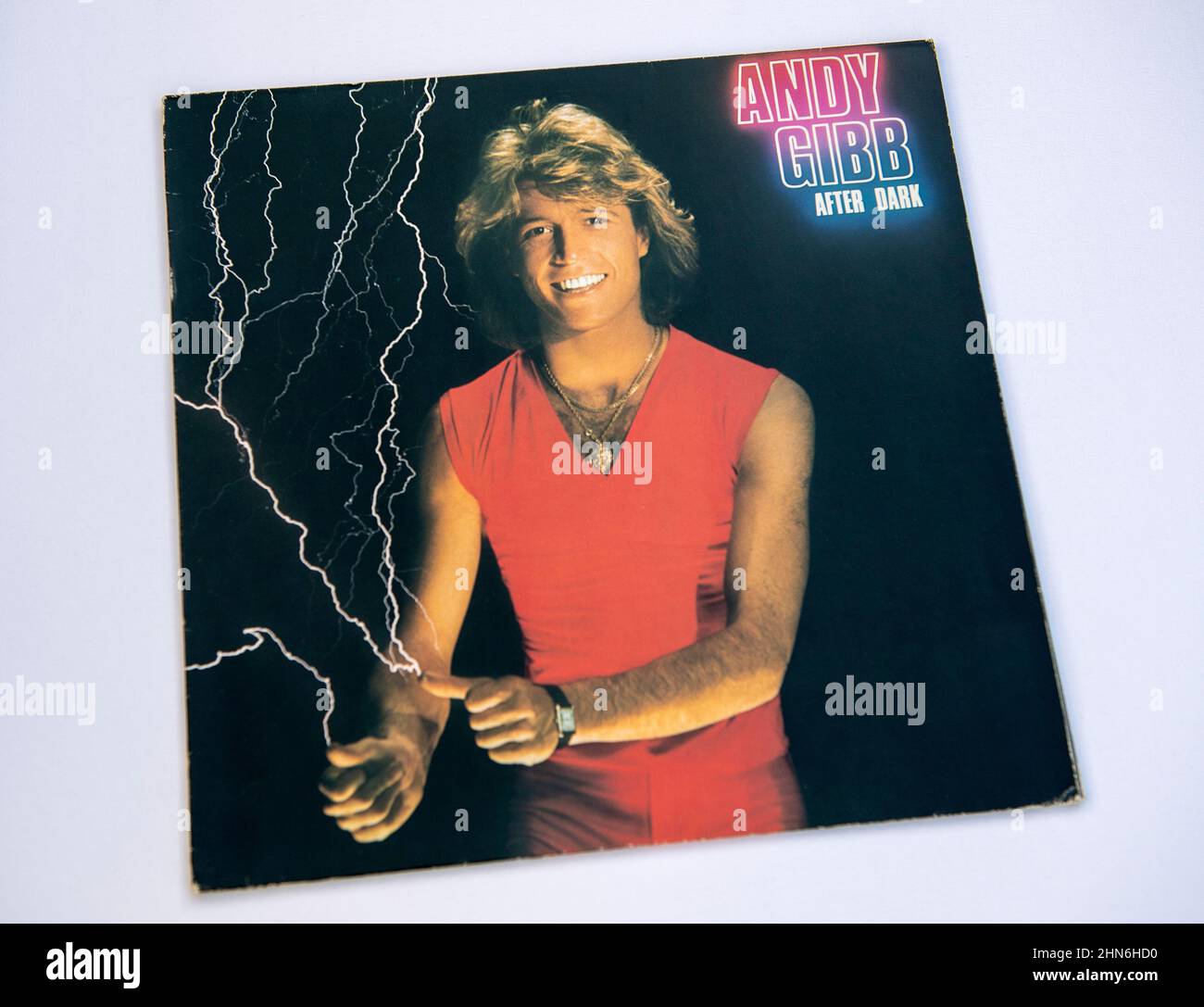 LP cover of After Dark, the third and final studio album by Andy Gibb,  which was released in 1980. Stock Photo