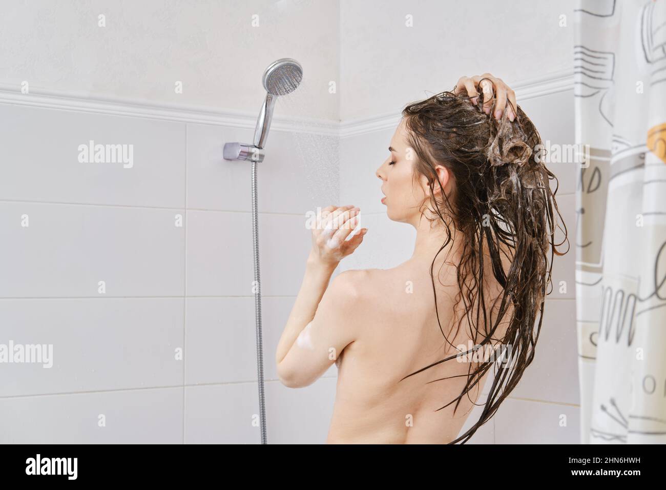 40+ Woman Massaging Body Glove Massage Shower Stock Photos