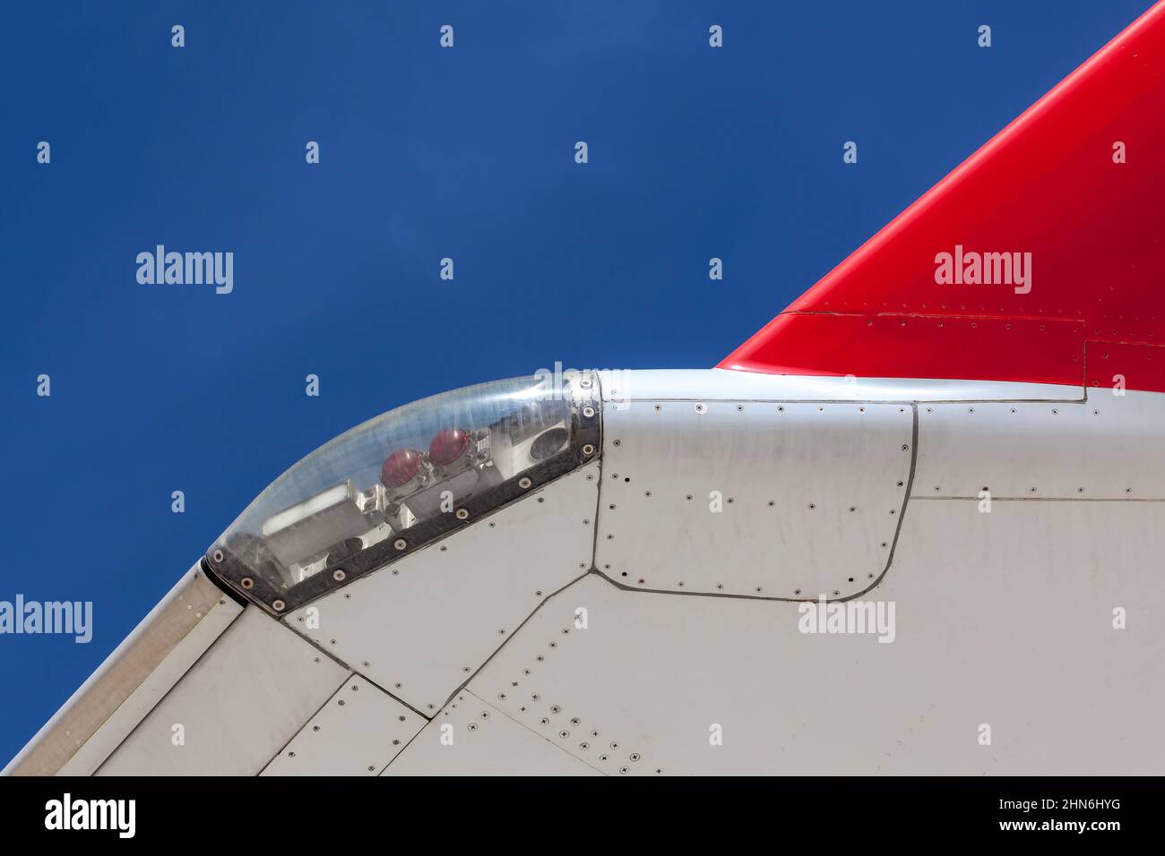 Directional Light on Wingtip of Aircraft Stock Photo