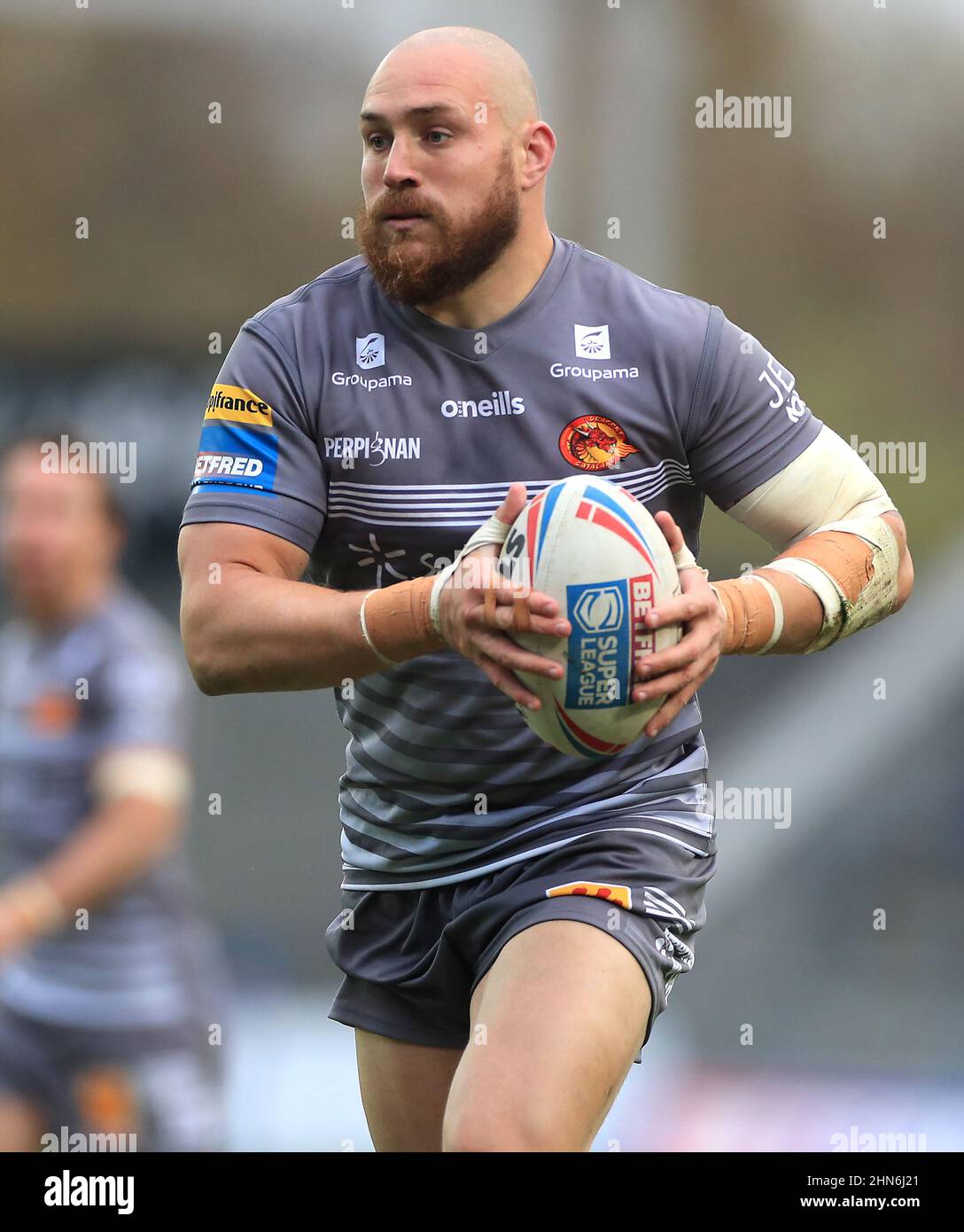 File photo dated 10-04-2021 of Catalans Dragons' Gil Dudson. Catalans duo Dylan Napa and Gil Dudson have received Grade D charges from the Rugby Football League’s match review panel following the opening round of the Betfred Super League. Issue date: Monday February 14, 2022. Stock Photo