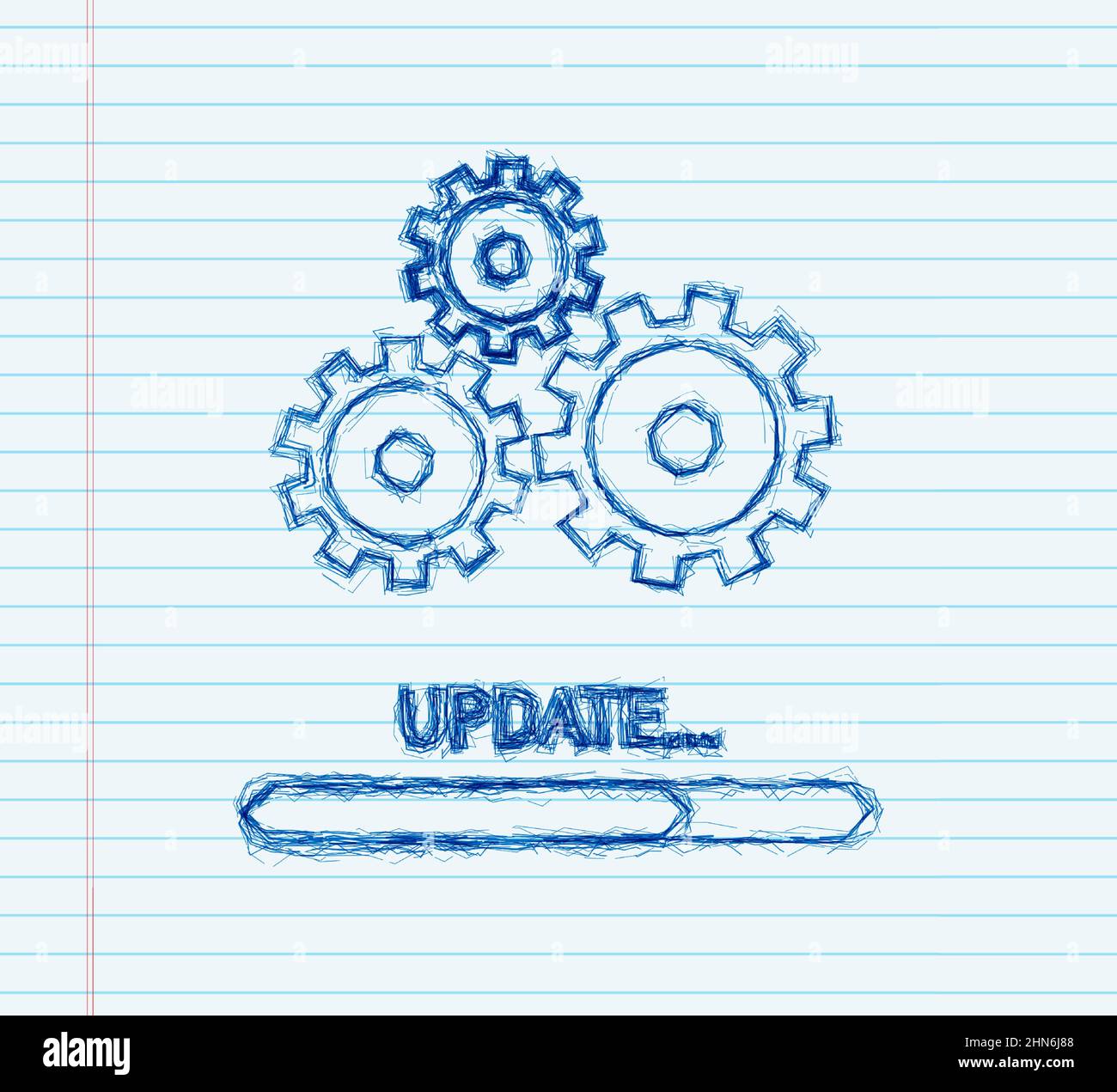 System software update or upgrade sketch icon. Banner new update, Badge