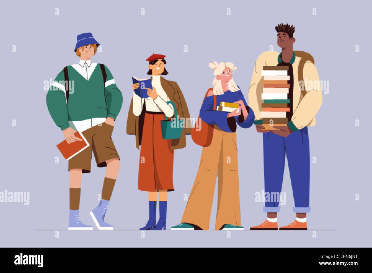 https://c8.alamy.com/comp/2HN6JNT/flat-group-of-young-smiling-college-or-university-students-with-books-and-backpacks-standing-together-diverse-teenagers-in-modern-clothes-happy-multicultural-people-cheerful-teen-girls-and-guys-2HN6JNT.jpg