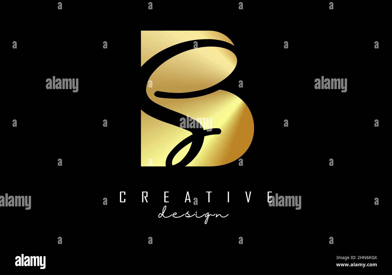 Golden letters BS Logo with a minimalist design and negative space