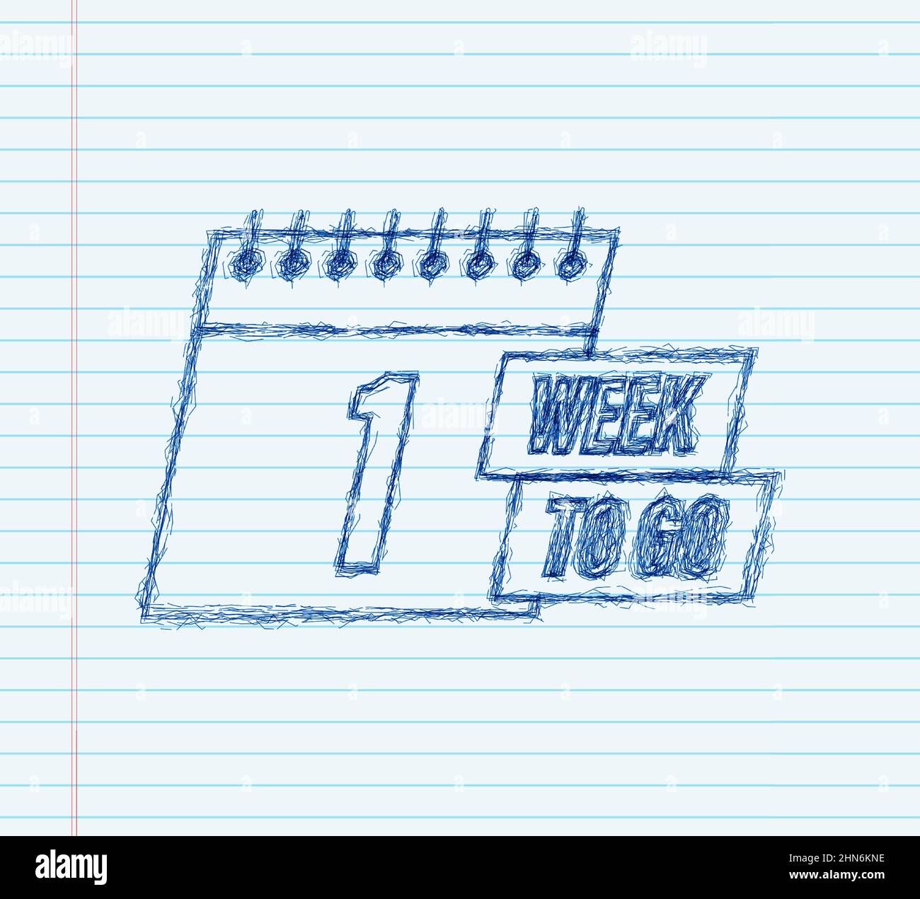 1 week to go. sketch style icon. Vector typographic design. Vector ...