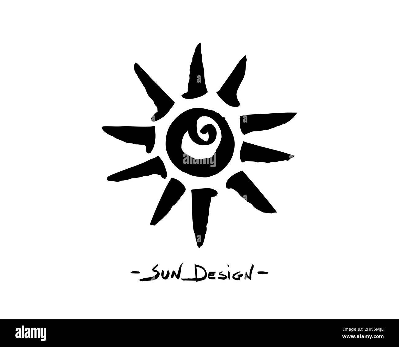 Black Tribal Sun Tattoo Sonnenrad Symbol sun wheel sign. Summer icon. The ancient European esoteric element. Logo Graphic element spiral shape. Vector Stock Vector