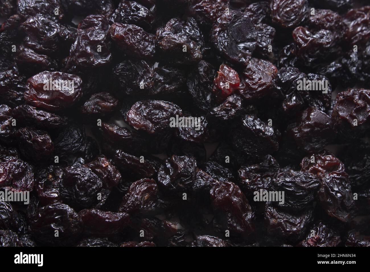 some healthy sun dried raisins, view from above Stock Photo