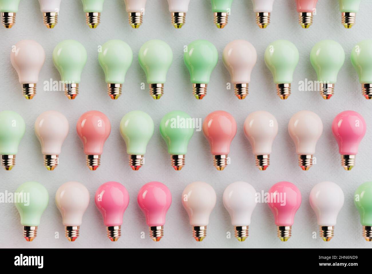 Pastel light bulbs 3D rendering Stock Photo