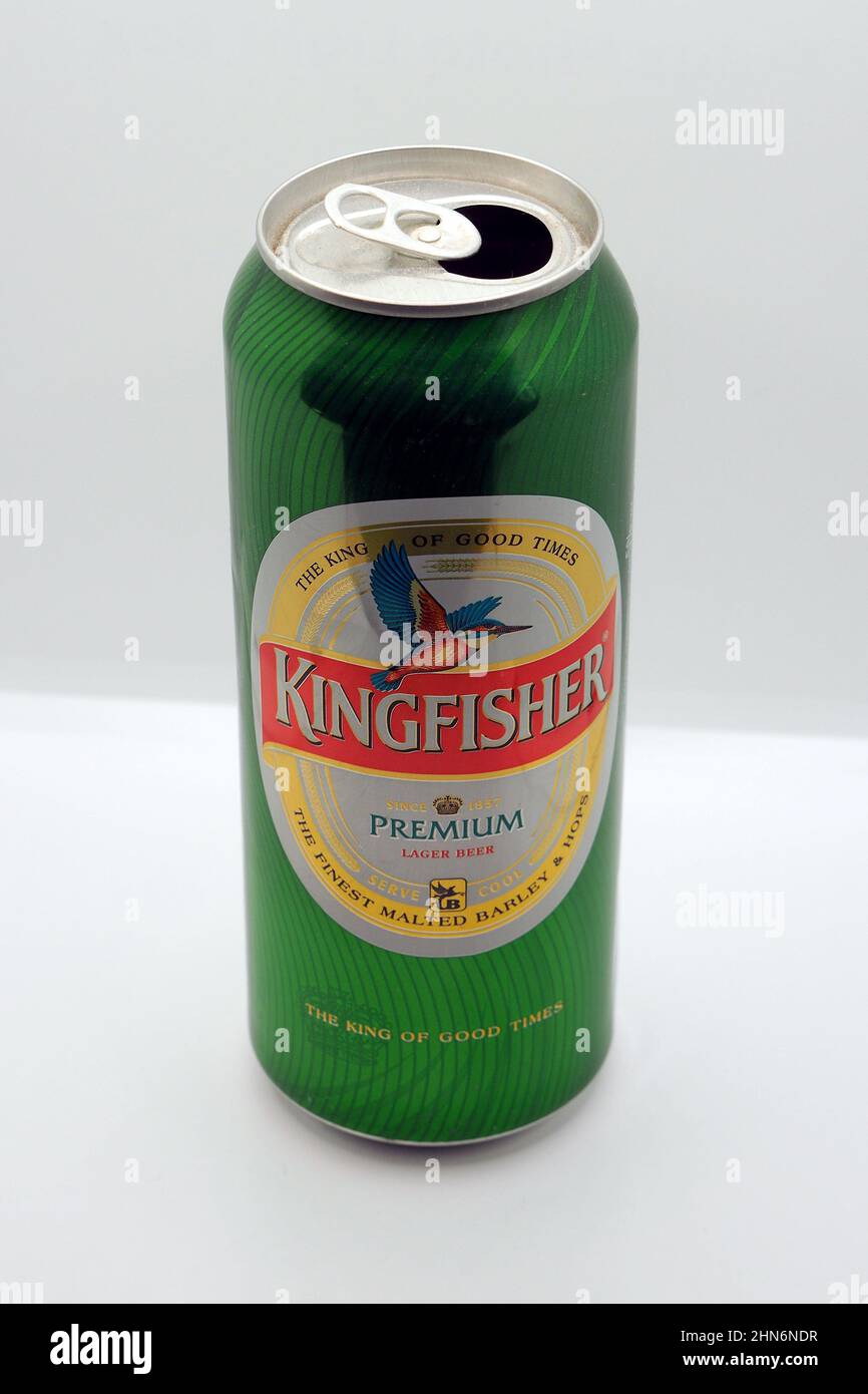 Kingfisher Premium Lager Indian beer can Stock Photo - Alamy