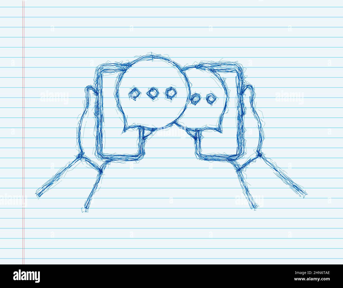 Chat Message Bubbles on smartphone screen. sketch icon. Social network ...