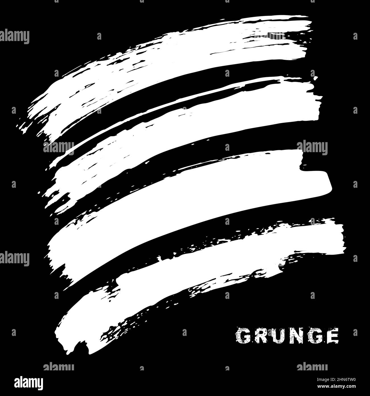 White grunge paint roller. Vector dry brush stroke. Distressed textured
