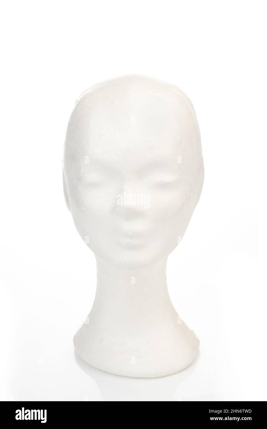 Mannequin head isolated on white background, front headshot Stock Photo
