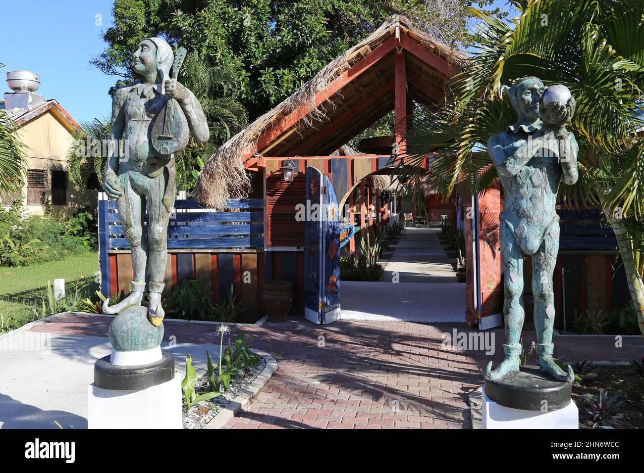 Bambooze Bar-B-Que Joint, Reduit Beach Avenue, Rodney Bay Village, Gros Islet, Saint Lucia, Windward Islands, Lesser Antilles, West Indies, Caribbean Stock Photo