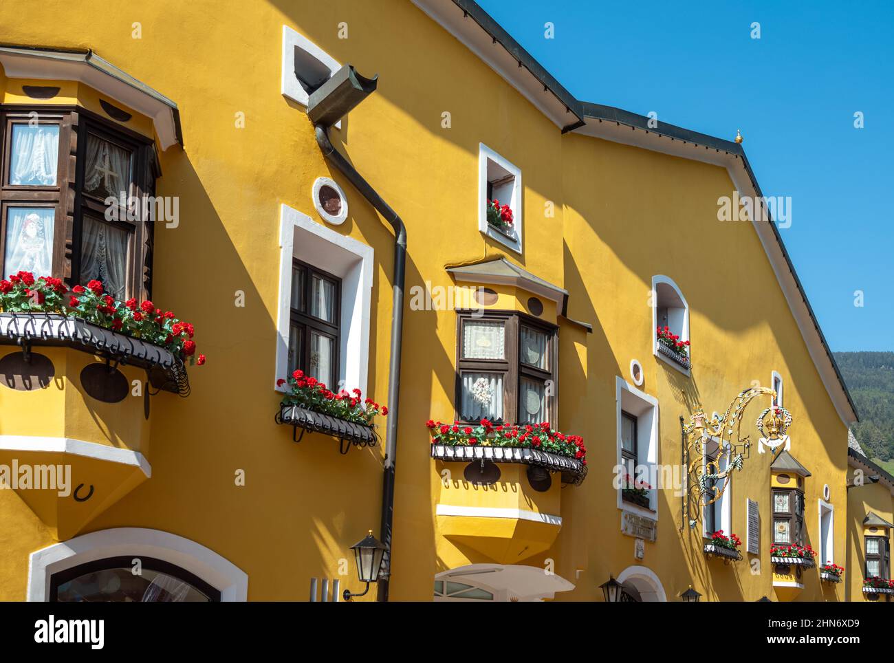 Vipiteno, Italy September 19, 2020 The traditional houses of