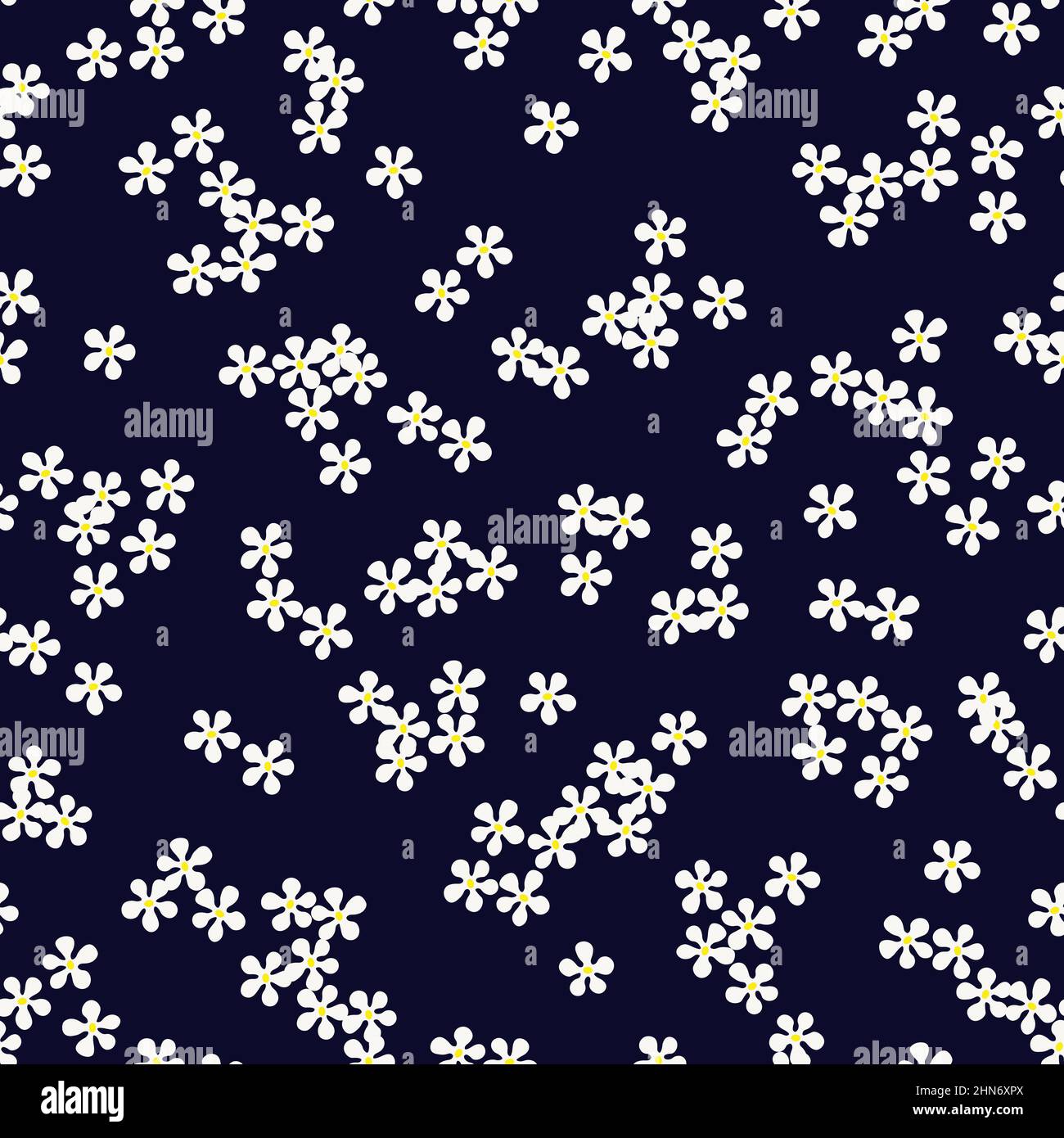 Floral seamless pattern with small white daisy flowers on dark blue  background. Ditsy print. Cute plain chamomile florets design for trendy  fabric Stock Vector Image & Art - Alamy