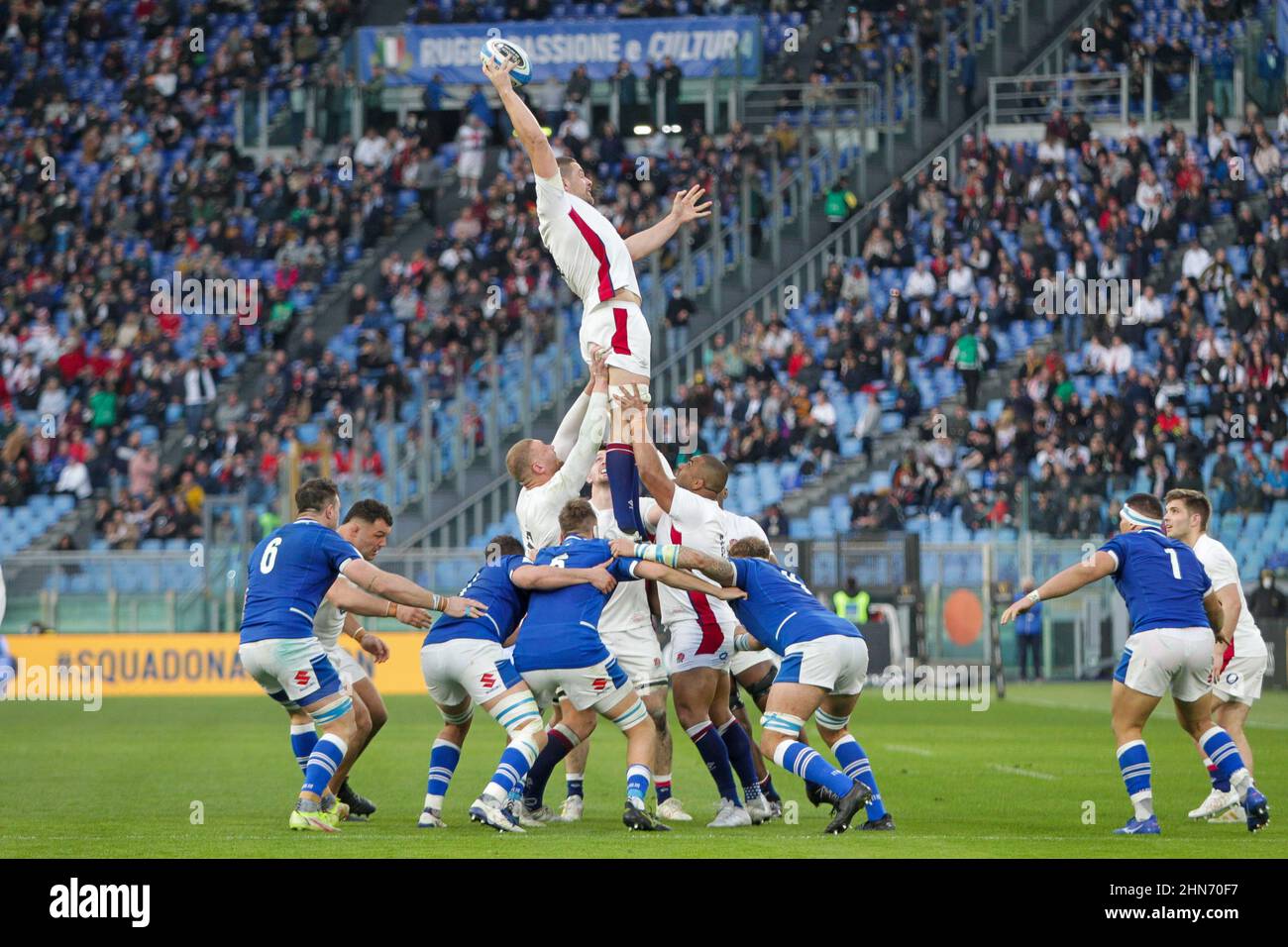 Olimpico stadium, Rome, Italy, February 13, 2022, touche England  during  2022 Six Nations - Italy vs England - Rugby Six Nations match Stock Photo