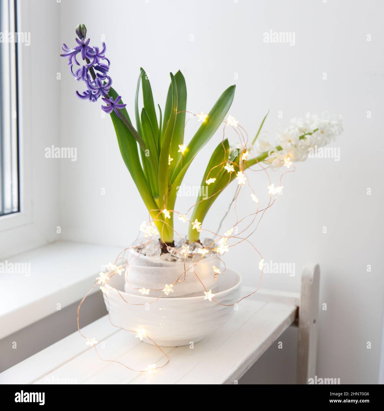 Hyacinths Chinoiserie Bowl in White