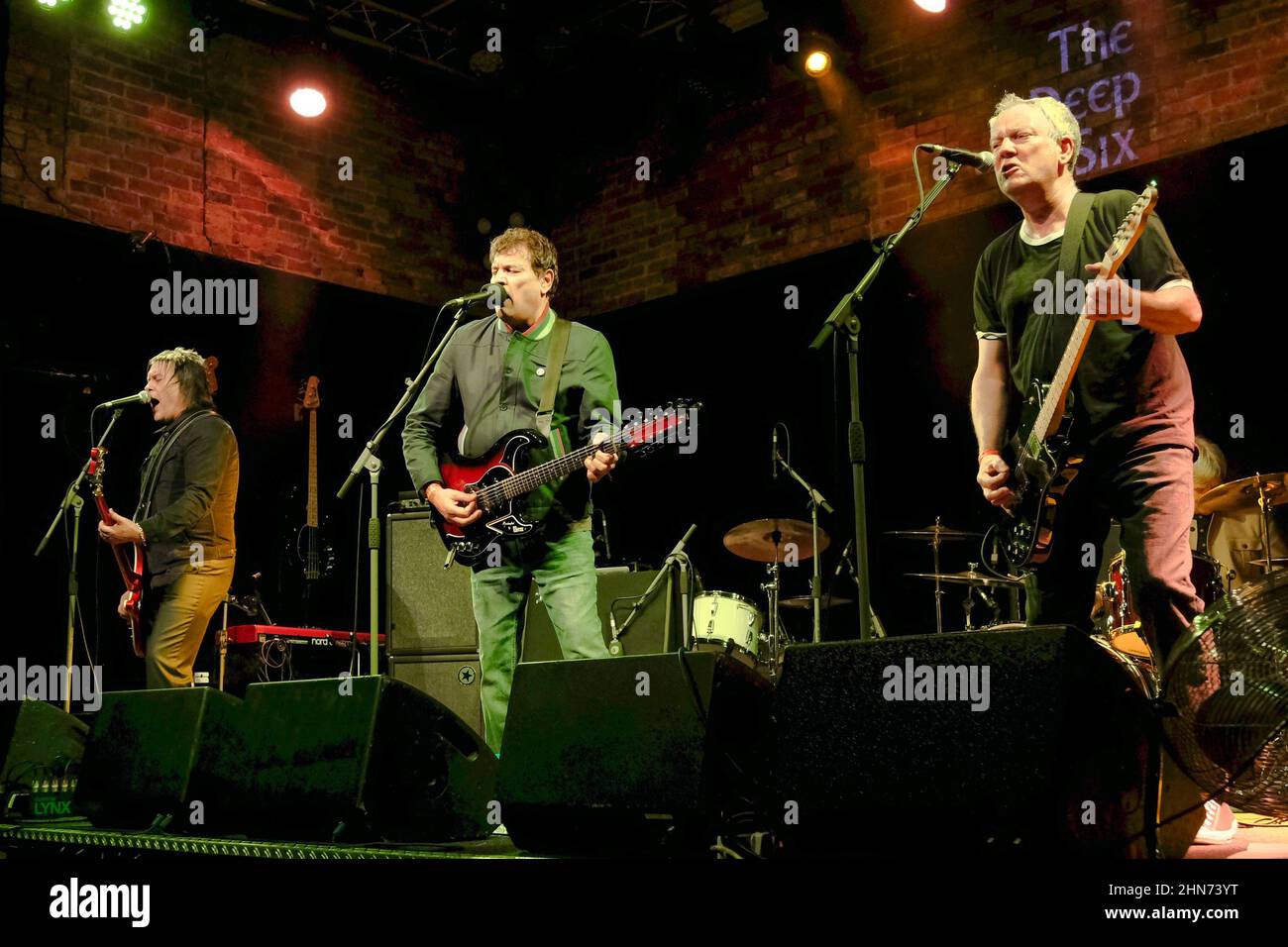 Southampton Uk 12th Feb 22 L R Mick Couch On Bass Guitar Mark Syd Mcgouden Vocals And Guitar And Simon Stebbing Guitar With British Mod Revival Supergroup The Deep Six Performing Live On