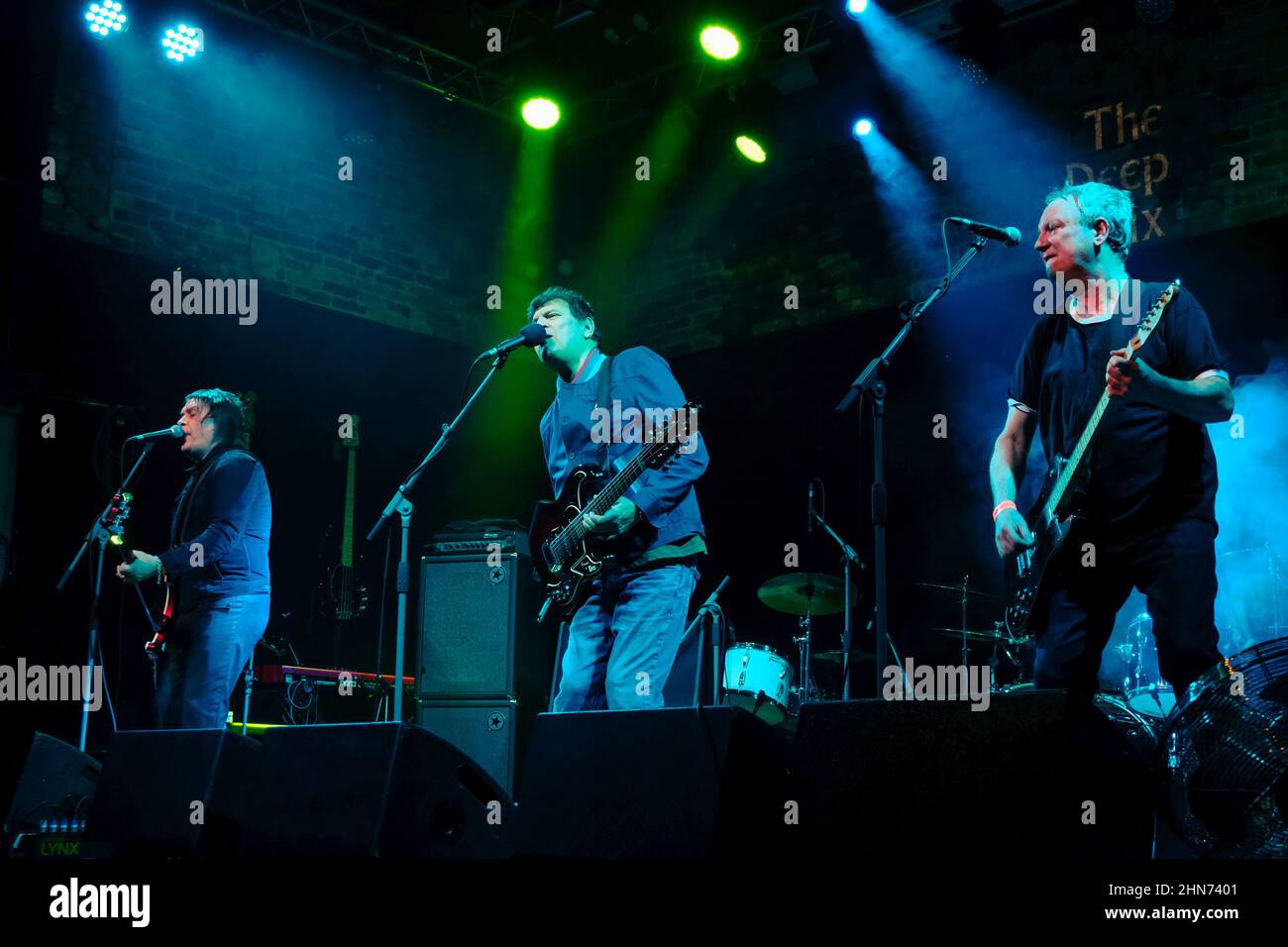 Southampton Uk 12th Feb 22 L R Mick Couch On Bass Guitar Mark Syd Mcgouden Vocals And Guitar And Simon Stebbing Guitar With British Mod Revival Supergroup The Deep Six Performing Live On