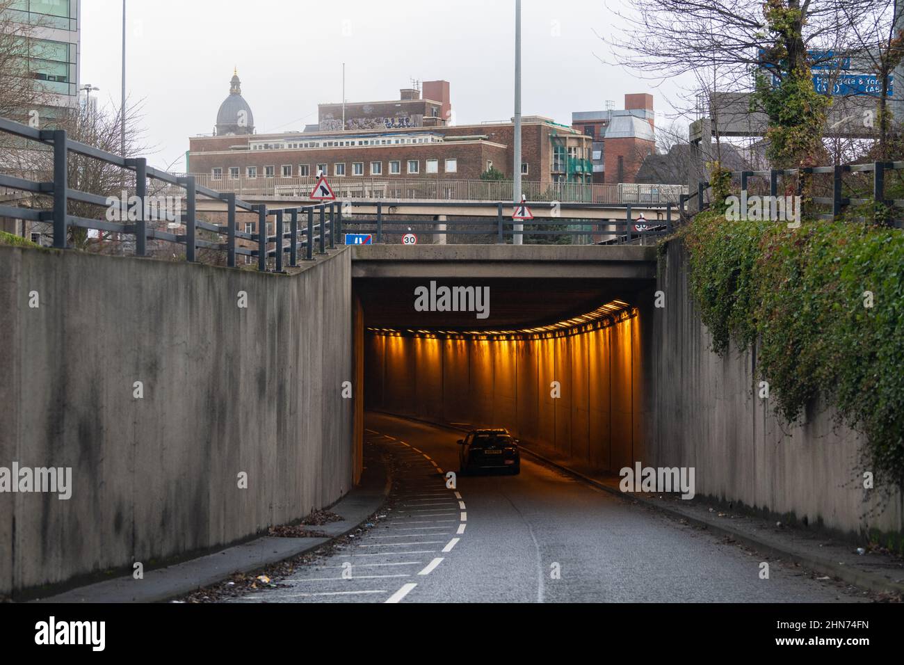 part of Leeds Inner Ring Road West Street Tunnel leading from A58 to