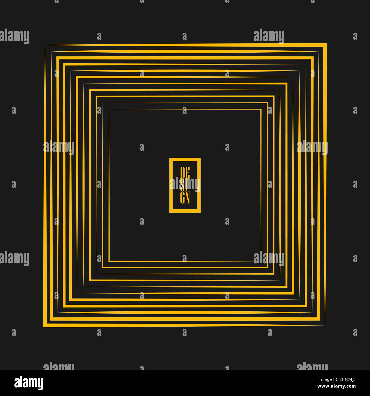 Yellow stripes in abstract rectangle frame form. Geometric art. Trendy design element for border frame, logo, sign, symbol, web, prints, posters Stock Vector