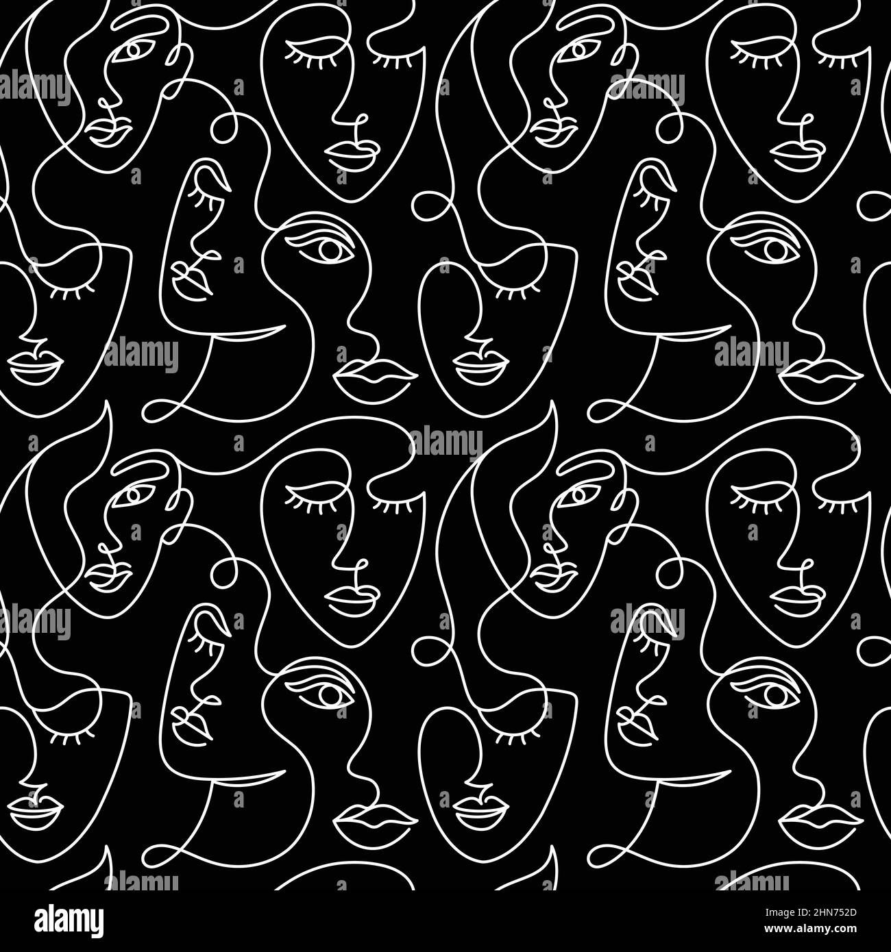 Seamless pattern of faces of an abstract woman Stock Vector Image & Art ...