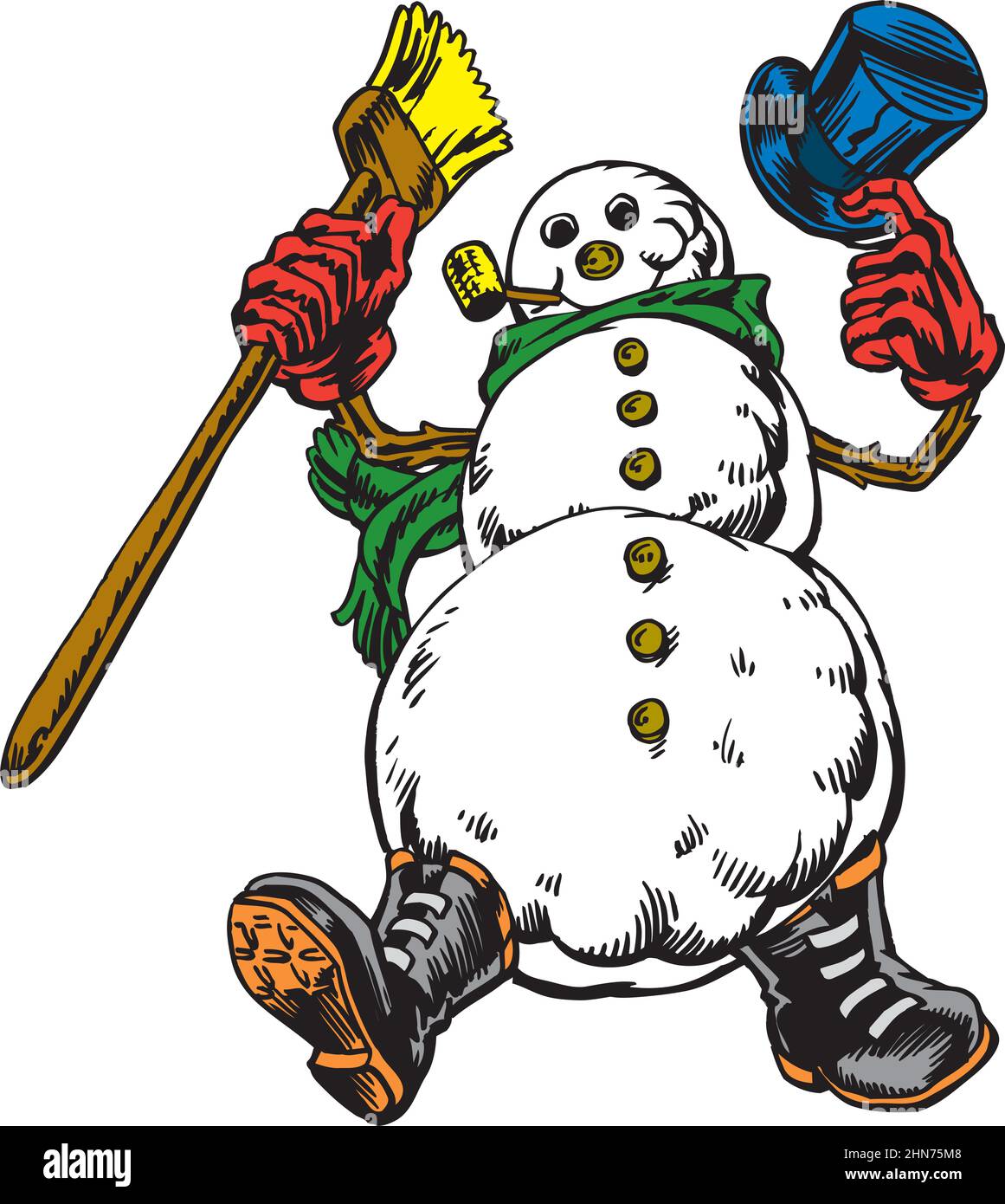 Snow Man Dancing Vector Illustration Stock Vector Image & Art - Alamy