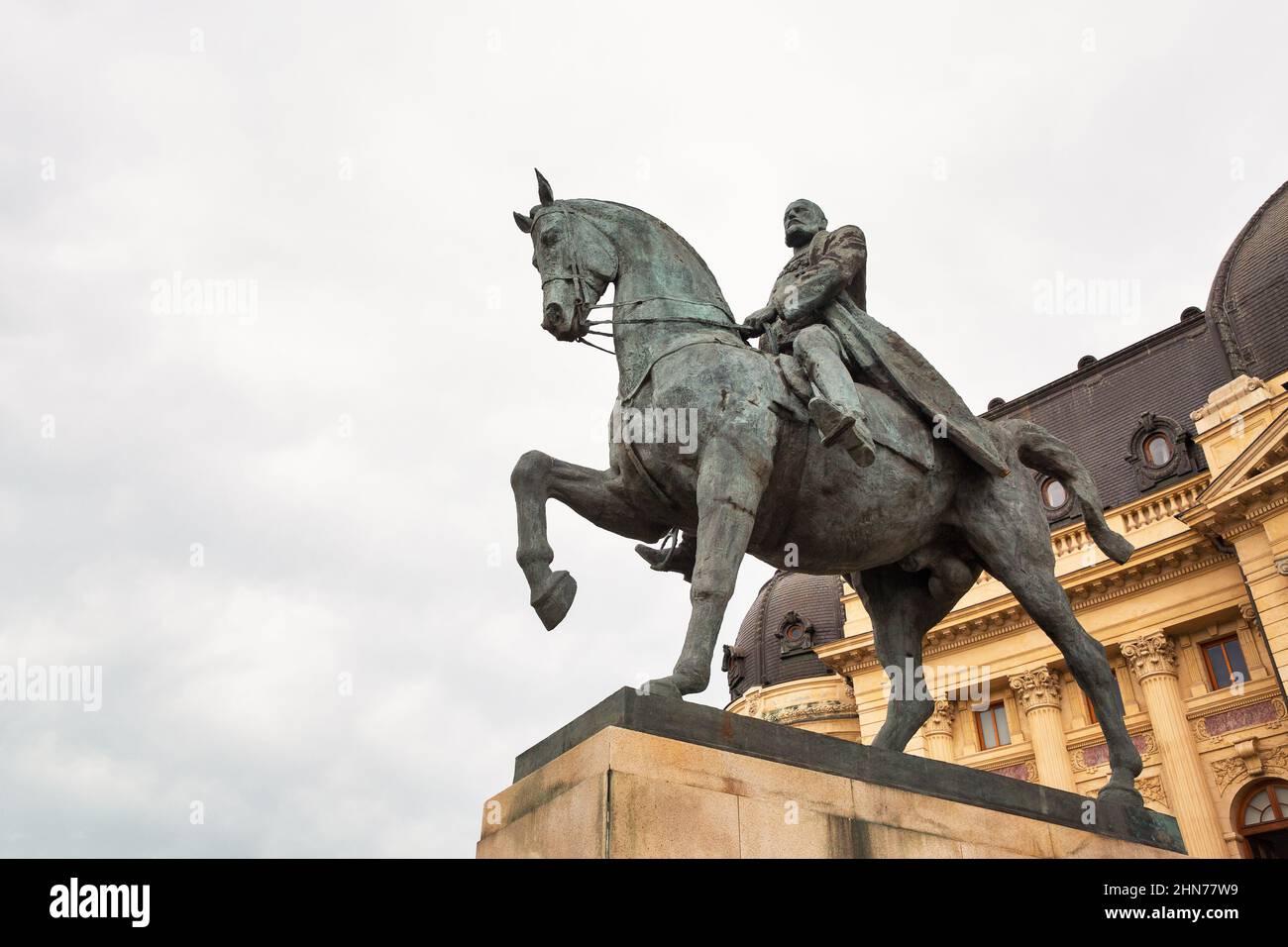 Equestrian statue of Carol I in front of University Library in ...