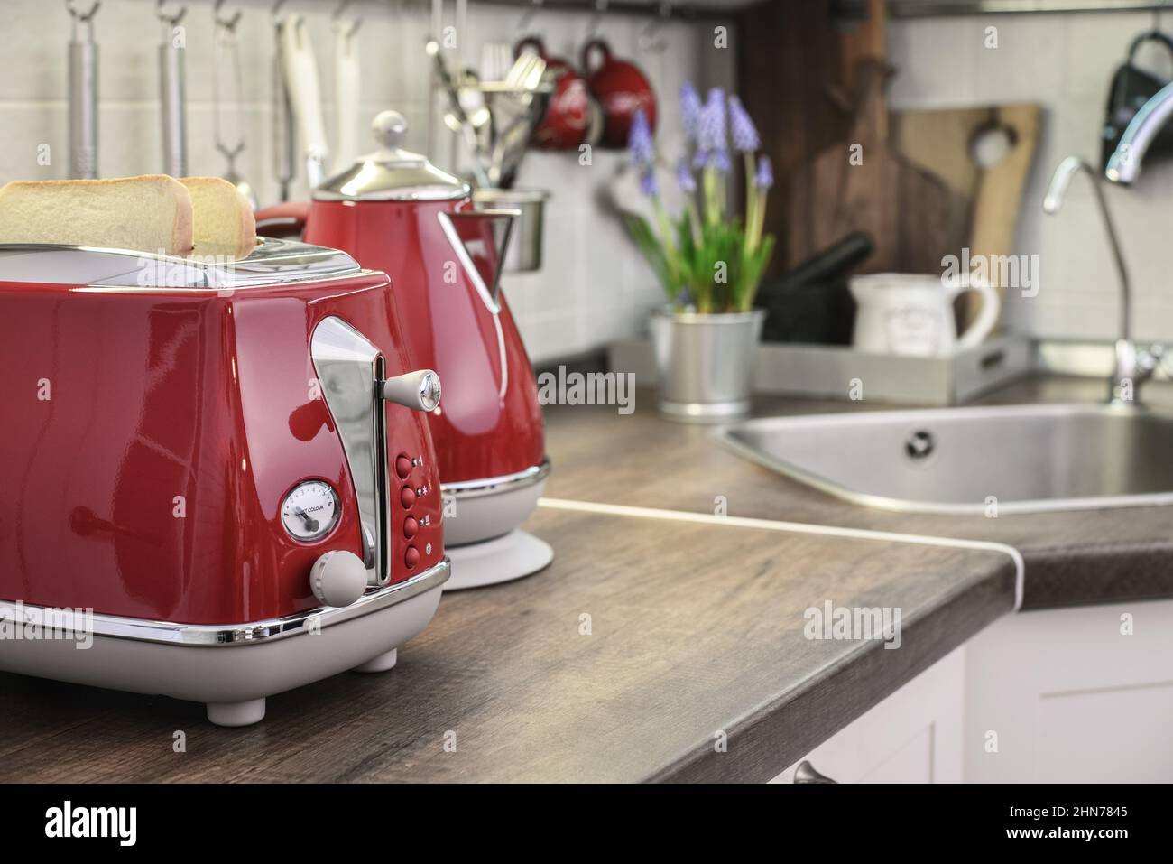 SMEG kettle with white kitchen background Stock Photo - Alamy